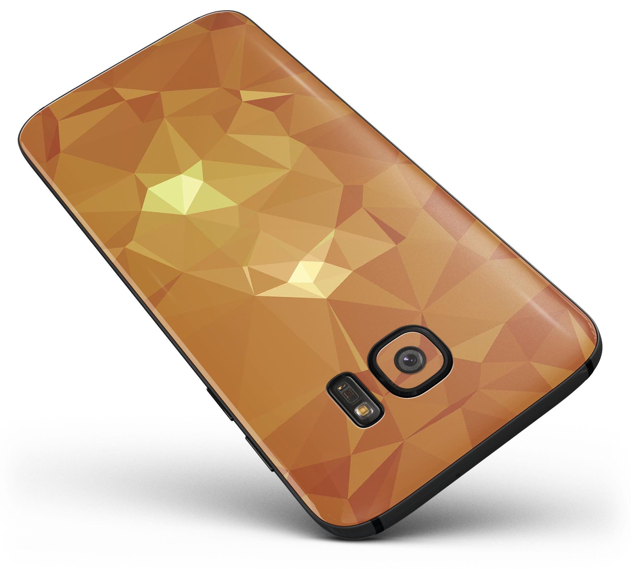 Orange Geometric V15 Full Body Skin-Kit for Samsung Galaxy S7, showcasing vibrant geometric patterns and a sleek design.