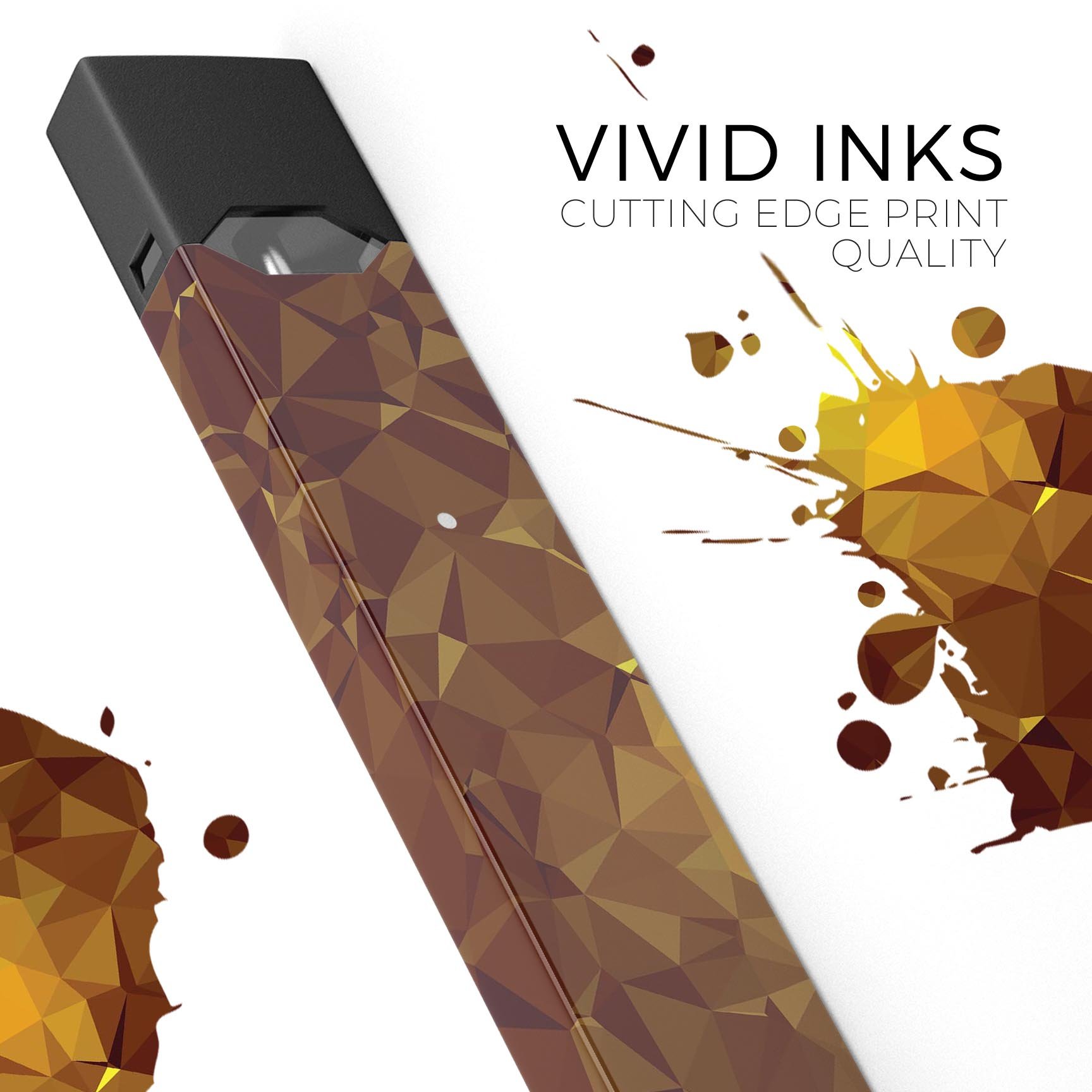 Orange Geometric V16 premium decal skin-wrap sticker designed for JUUL vaping device, showcasing vibrant geometric patterns.