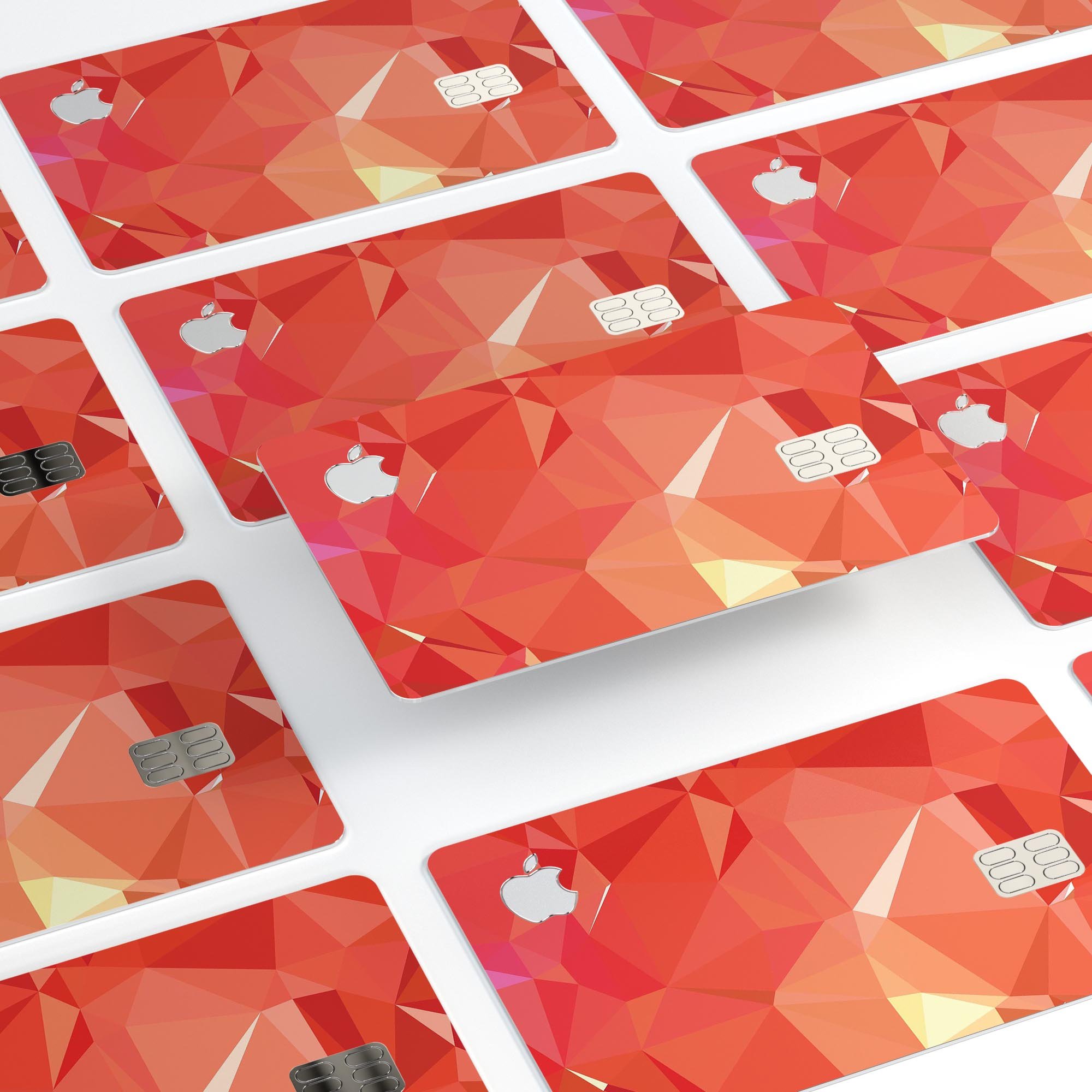 Orange Geometric V17 decal skin for Apple Card, showcasing a vibrant geometric design that offers protection and style.
