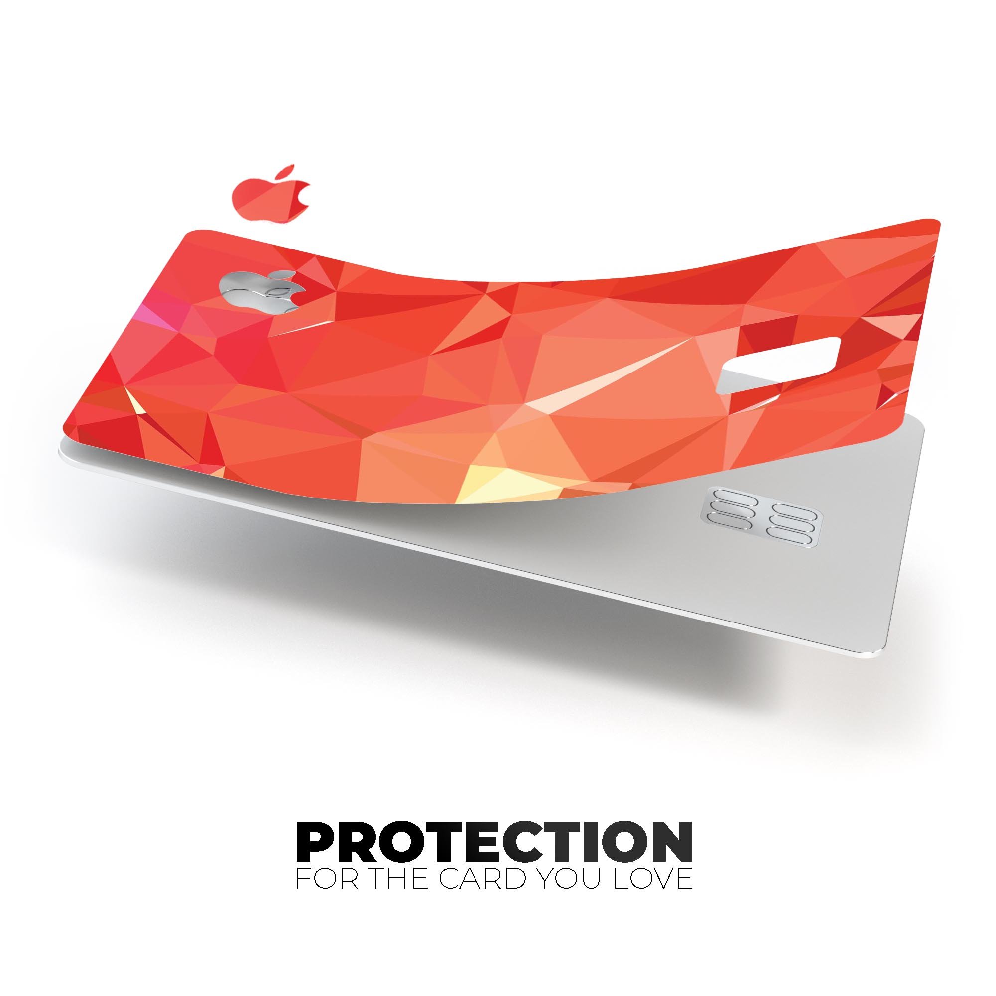 Orange Geometric V17 decal skin for Apple Card, showcasing a vibrant geometric design that offers protection and style.
