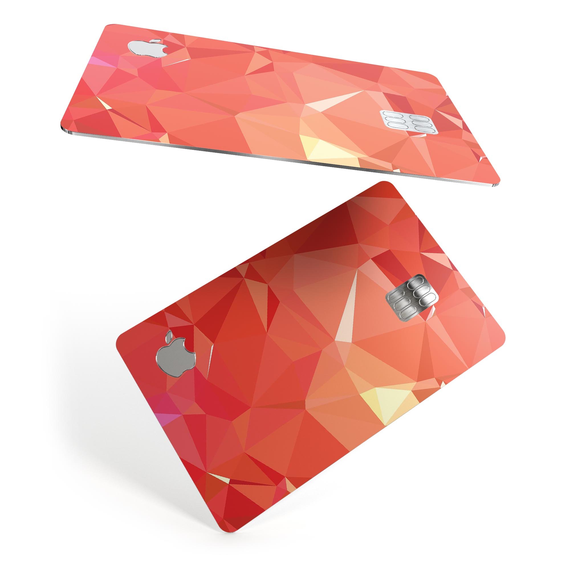 Orange Geometric V17 decal skin for Apple Card, showcasing a vibrant geometric design that offers protection and style.