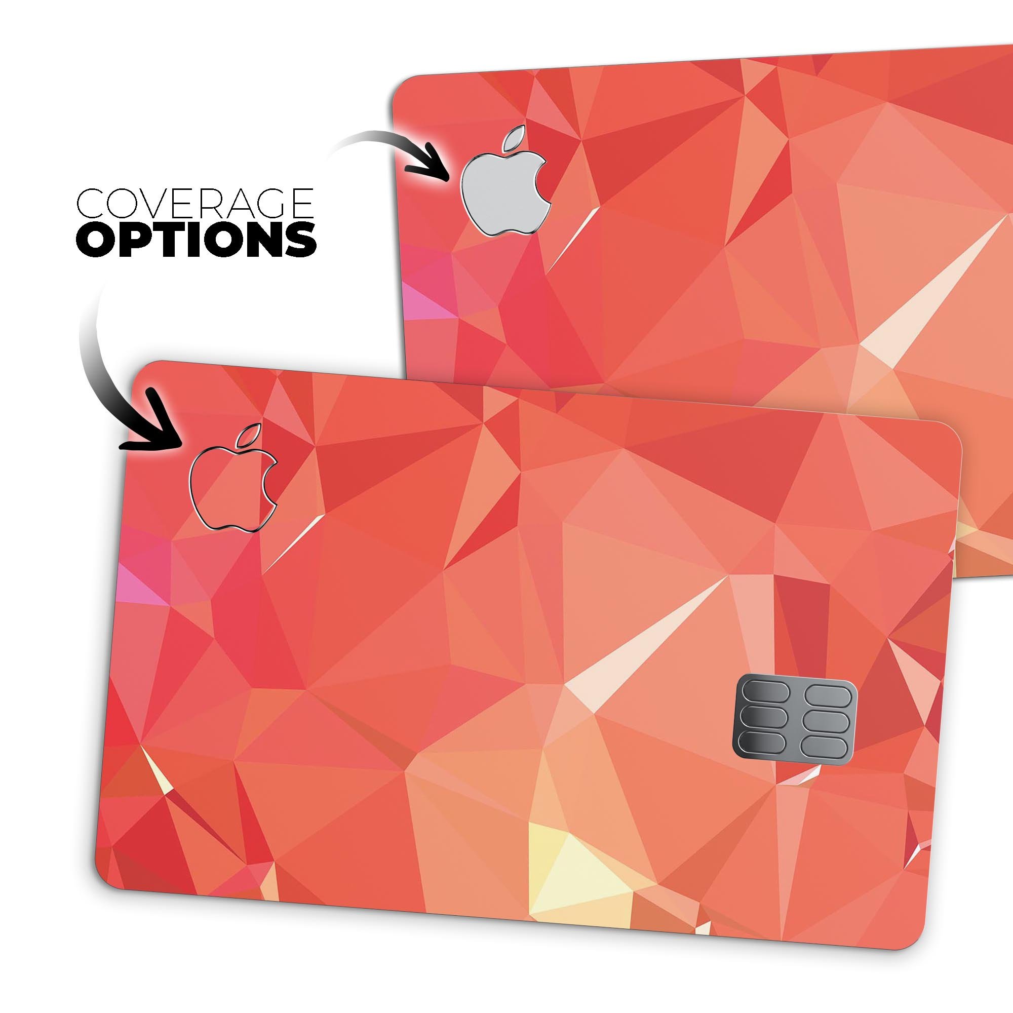 Orange Geometric V17 decal skin for Apple Card, showcasing a vibrant geometric design that offers protection and style.