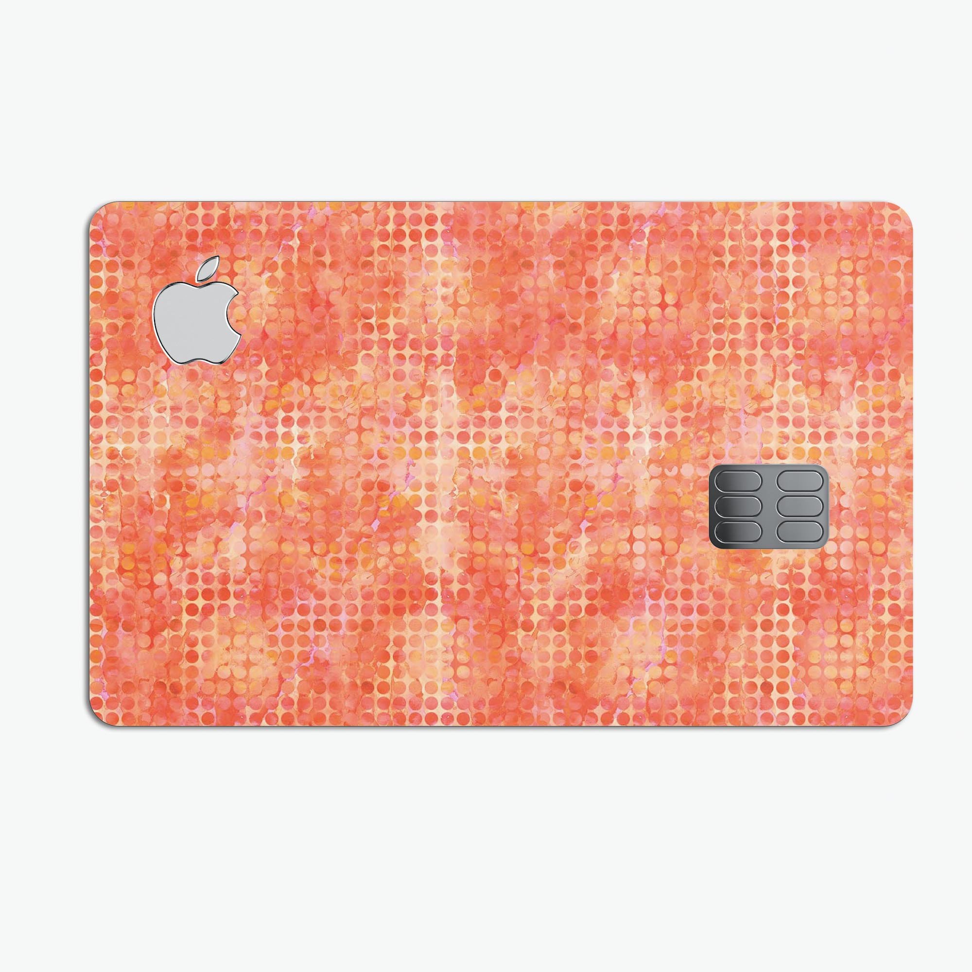 Orange Watercolor Polka Dots decal skin for Apple Card, showcasing vibrant colors and polka dot design.