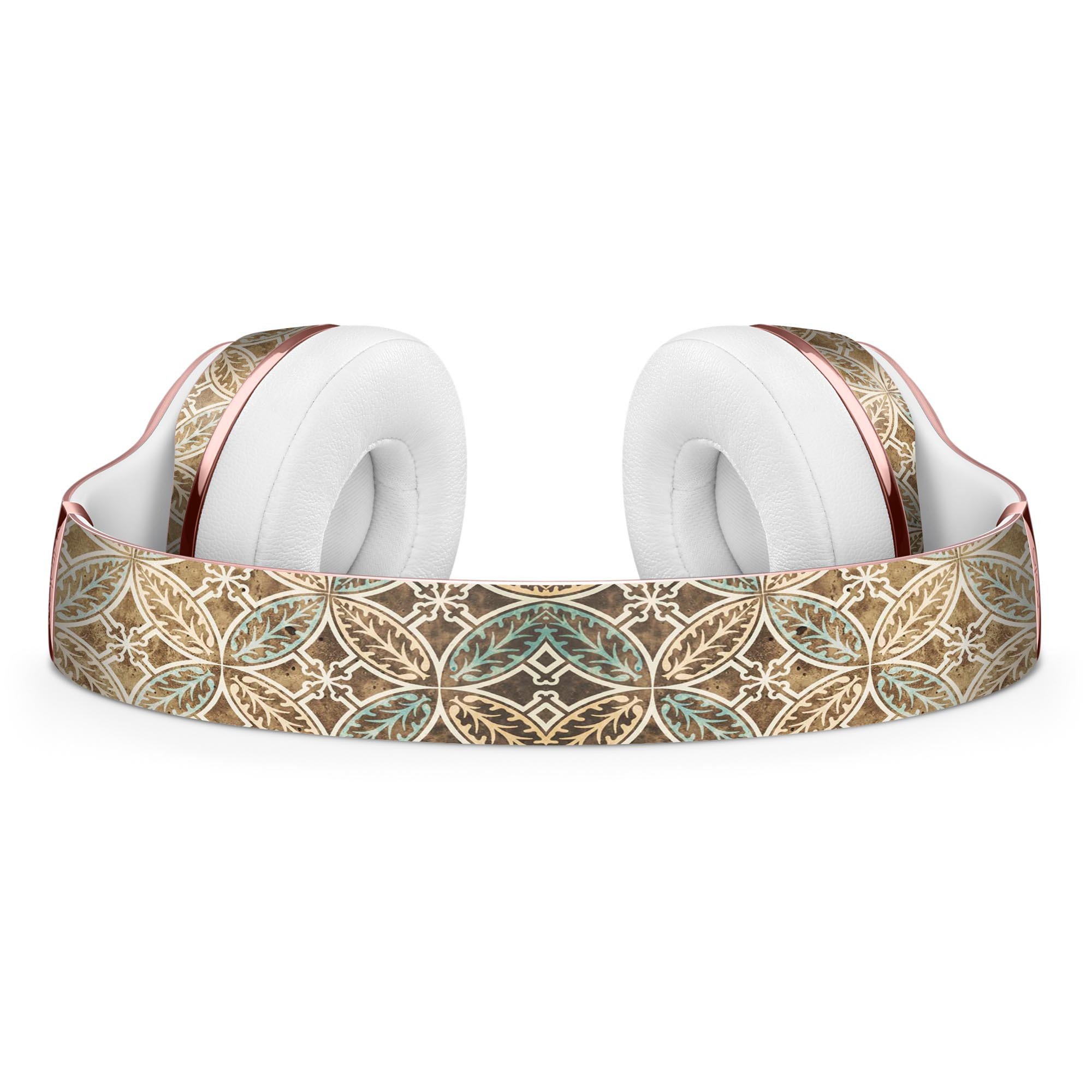 Overlapping Golden Shapes Pattern Skin Kit for Beats by Dre Solo 3 Wireless Headphones, showcasing a stylish design and premium vinyl material.