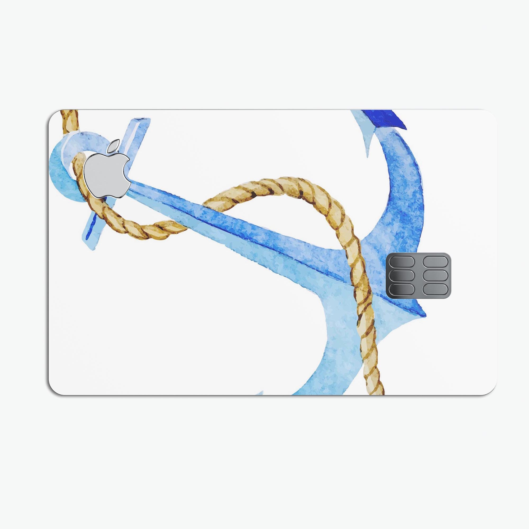 Painted Blue Summer Anchor decal skin-kit for Apple Card, showcasing vibrant colors and premium vinyl material.