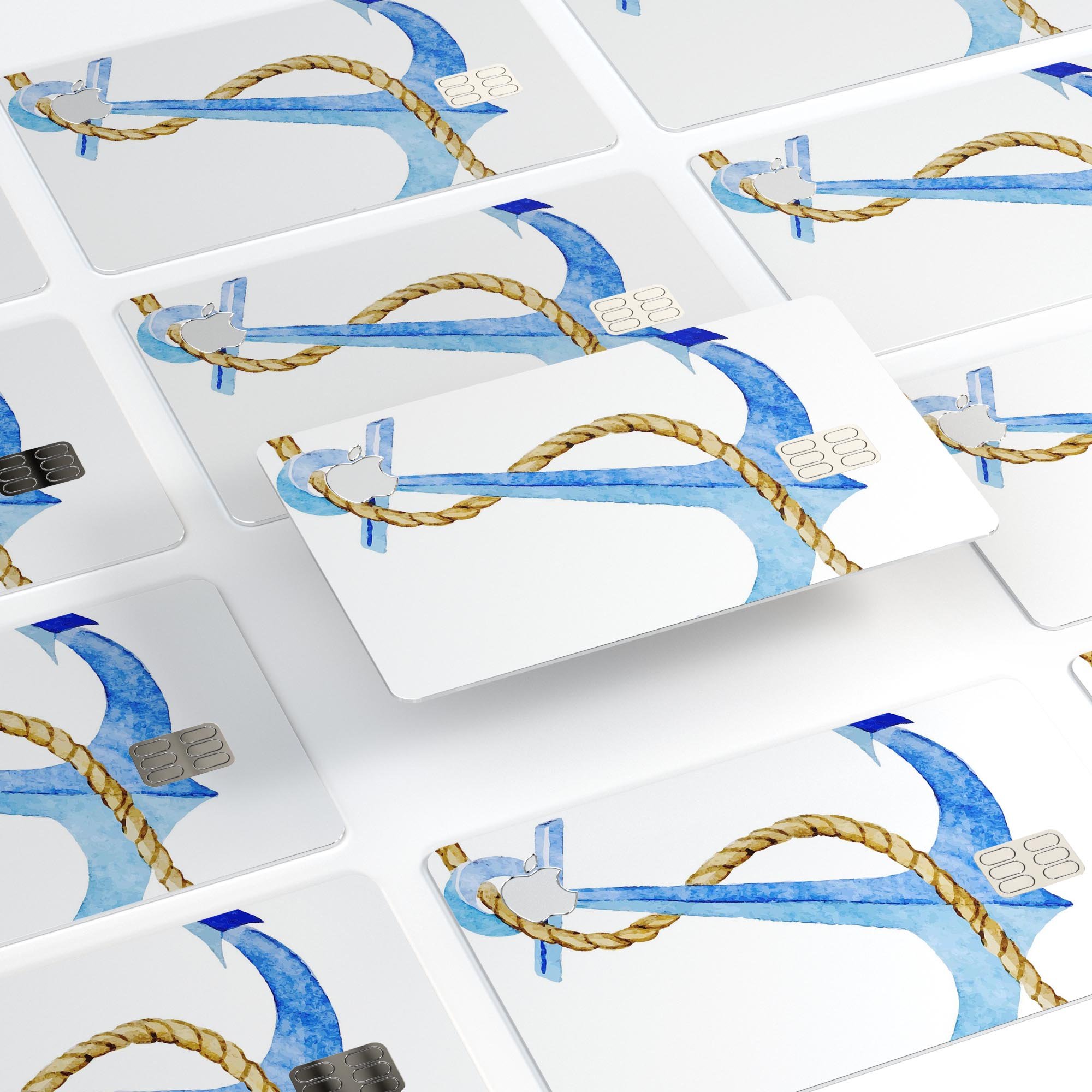 Painted Blue Summer Anchor decal skin-kit for Apple Card, showcasing vibrant colors and premium vinyl material.