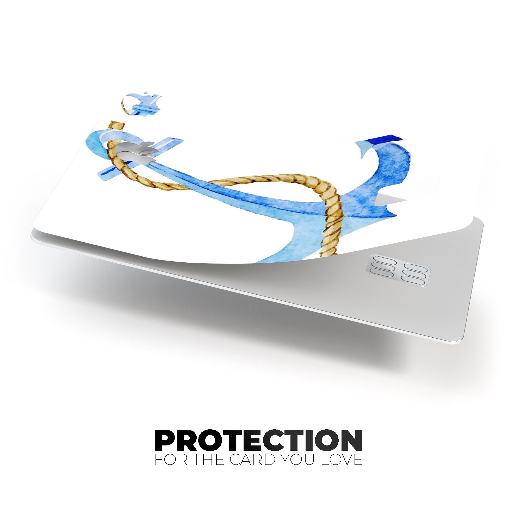 Painted Blue Summer Anchor decal skin-kit for Apple Card, showcasing vibrant colors and premium vinyl material.