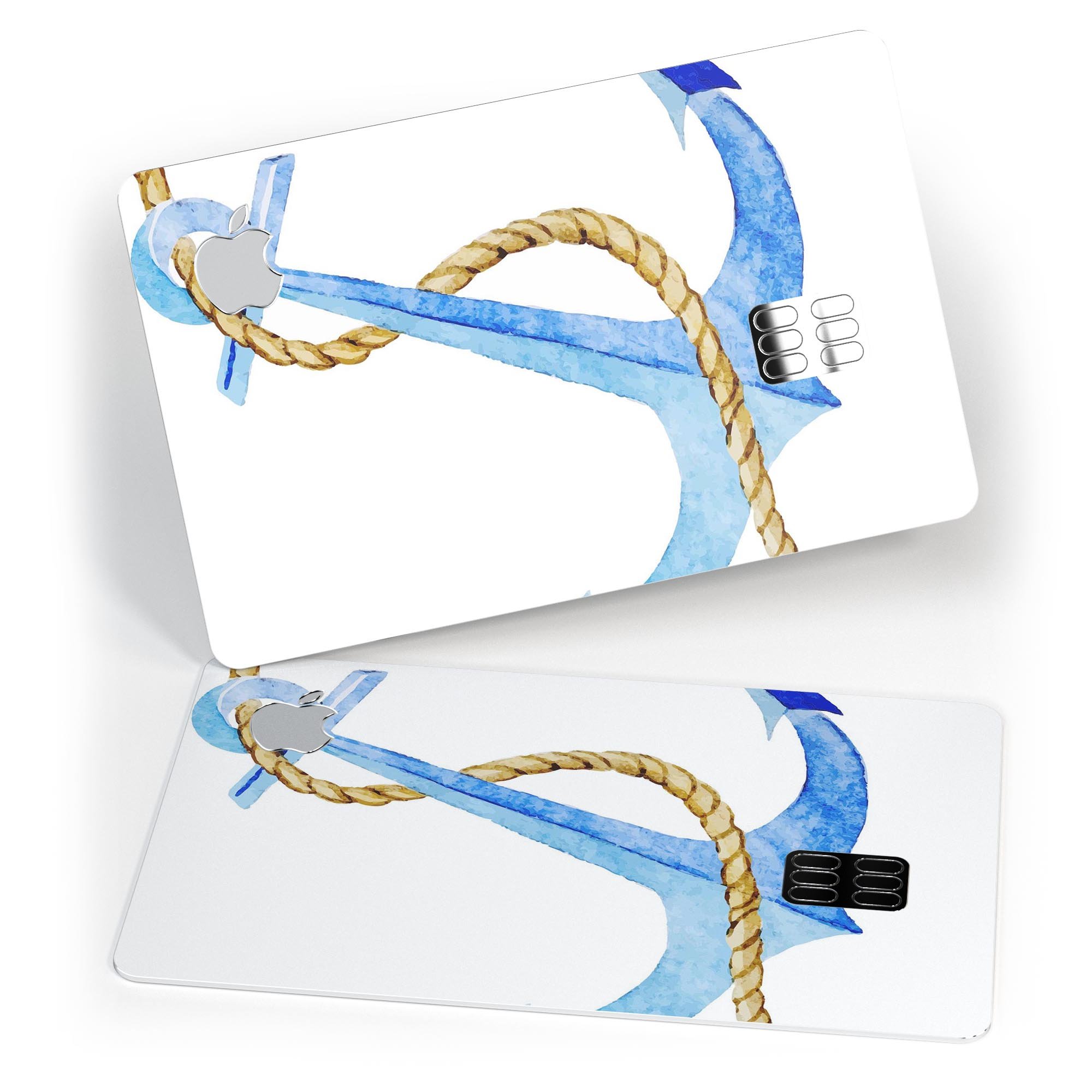 Painted Blue Summer Anchor decal skin-kit for Apple Card, showcasing vibrant colors and premium vinyl material.