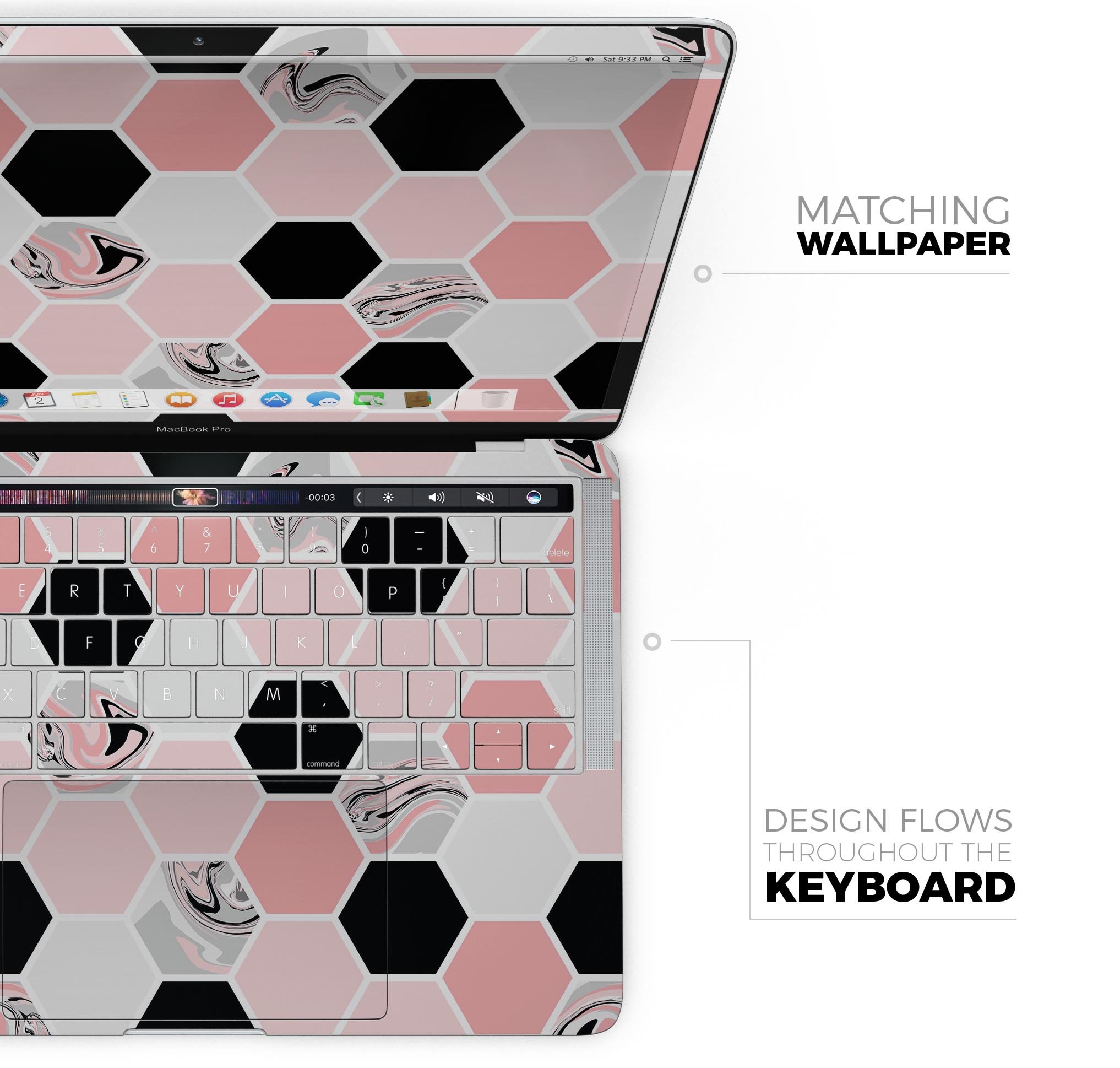 Pale Pink Hex Skin Decal Wrap Kit for Apple MacBook, showcasing a stylish design and premium vinyl material.