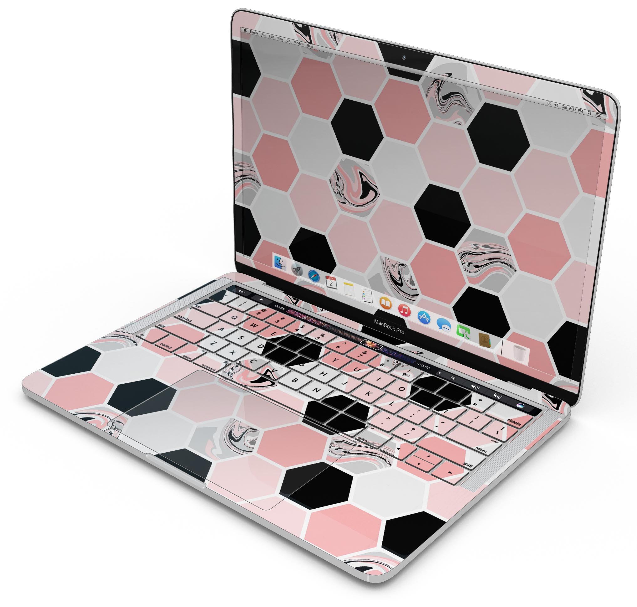 Pale Pink Hex Skin Decal Wrap Kit for Apple MacBook, showcasing a stylish design and premium vinyl material.