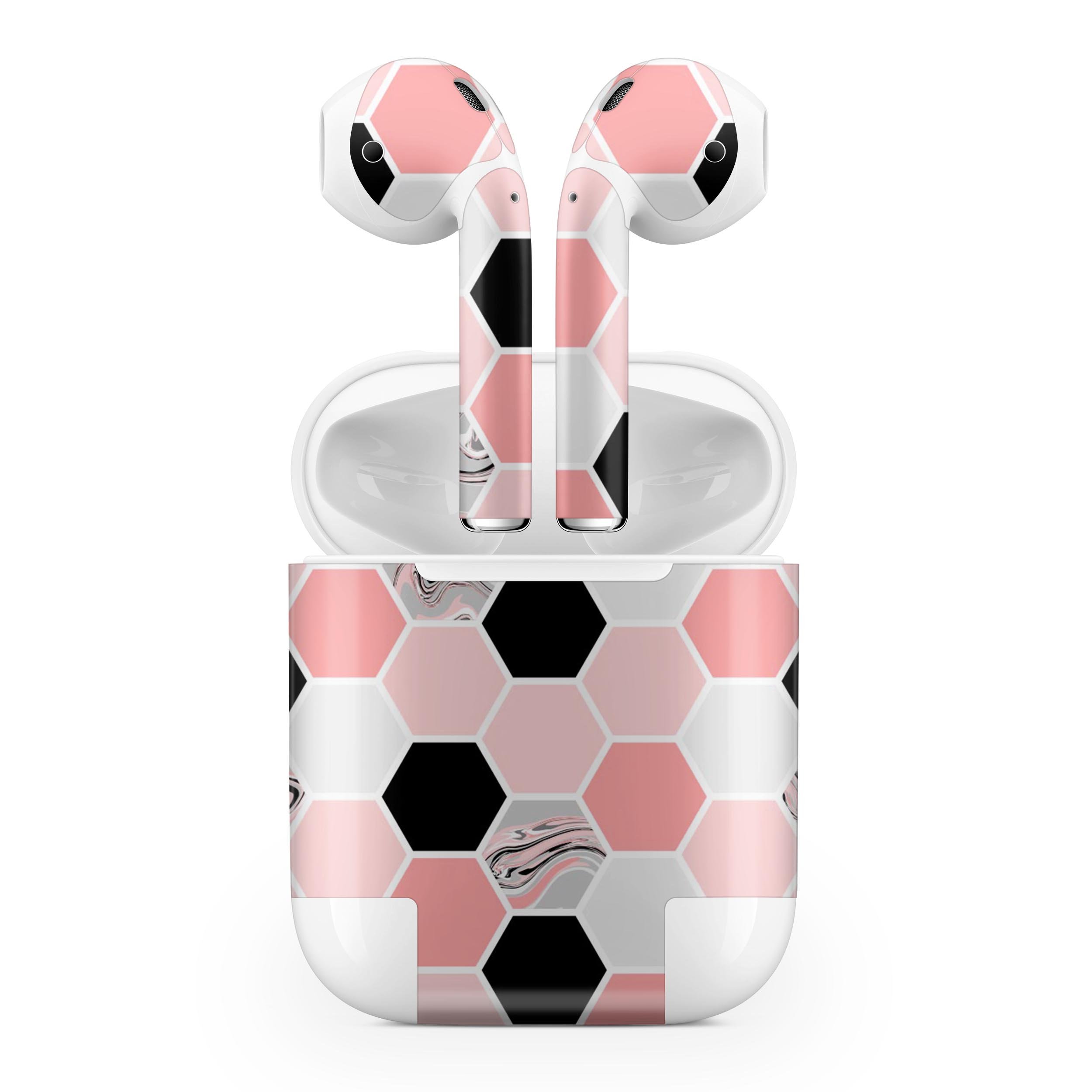 Pale Pink Hex skin decal wrap kit for Apple AirPods, showcasing a stylish design that enhances the look of the case and earbuds.