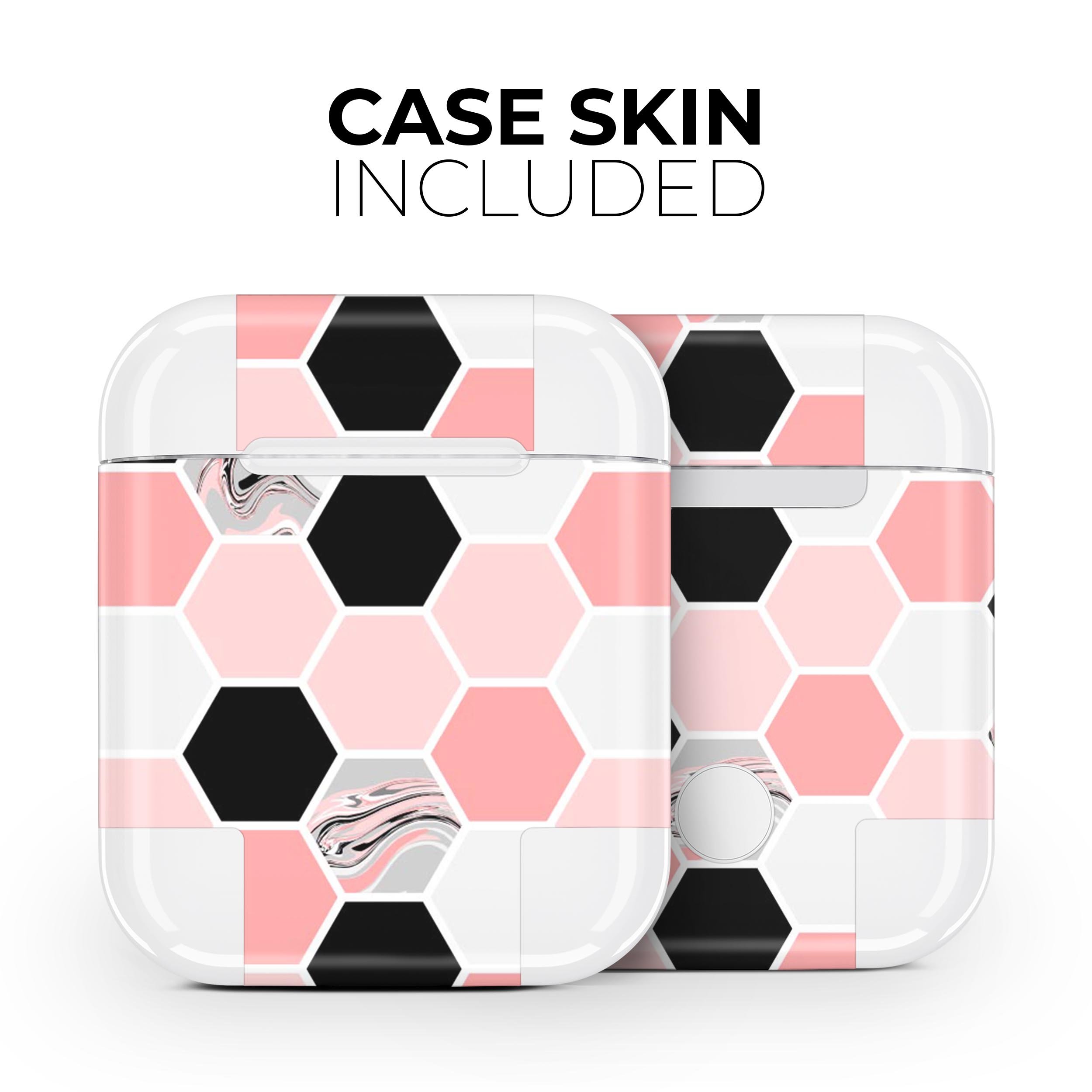 Pale Pink Hex skin decal wrap kit for Apple AirPods, showcasing a stylish design that enhances the look of the case and earbuds.