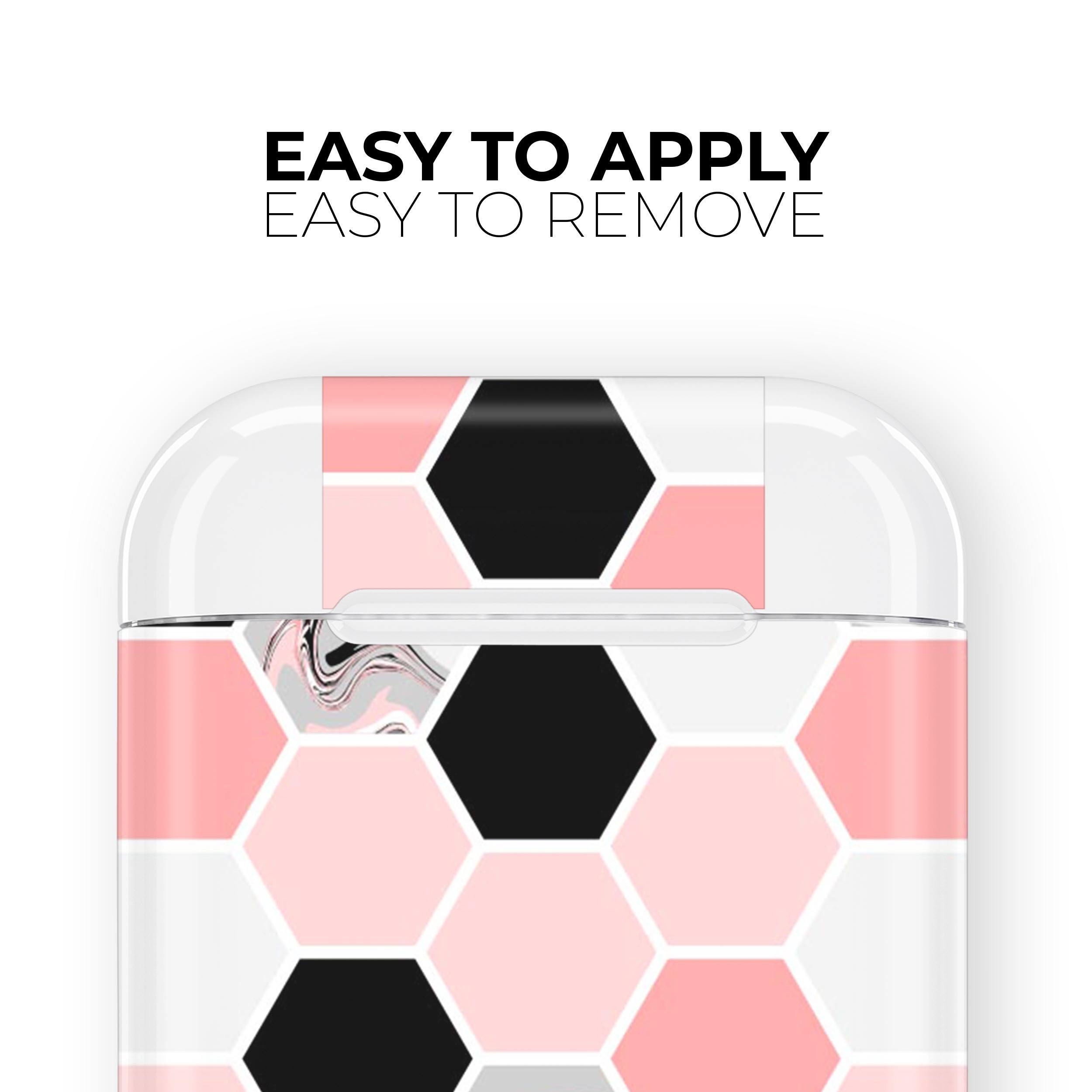 Pale Pink Hex skin decal wrap kit for Apple AirPods, showcasing a stylish design that enhances the look of the case and earbuds.