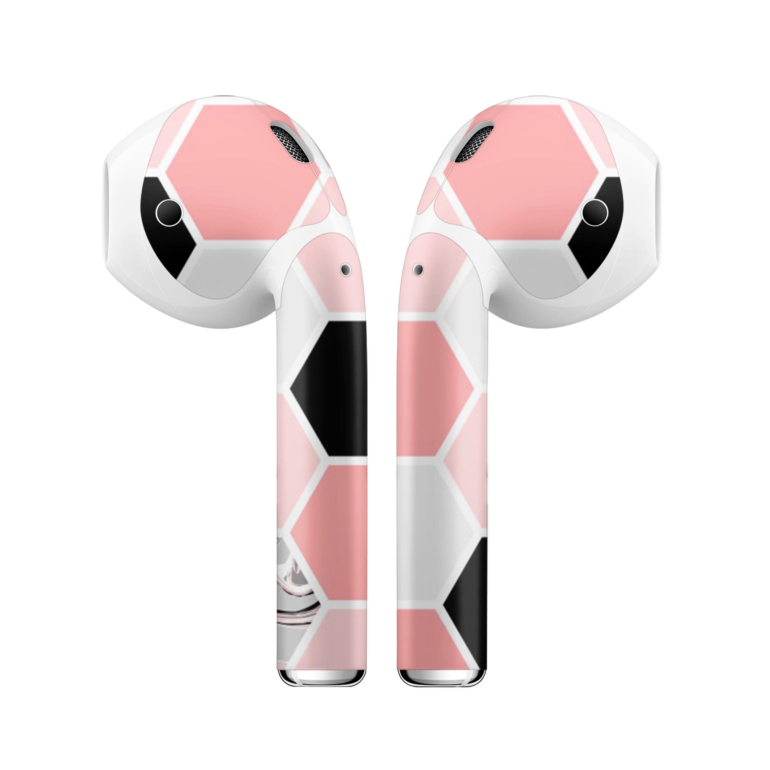 Pale Pink Hex skin decal wrap kit for Apple AirPods, showcasing a stylish design that enhances the look of the case and earbuds.