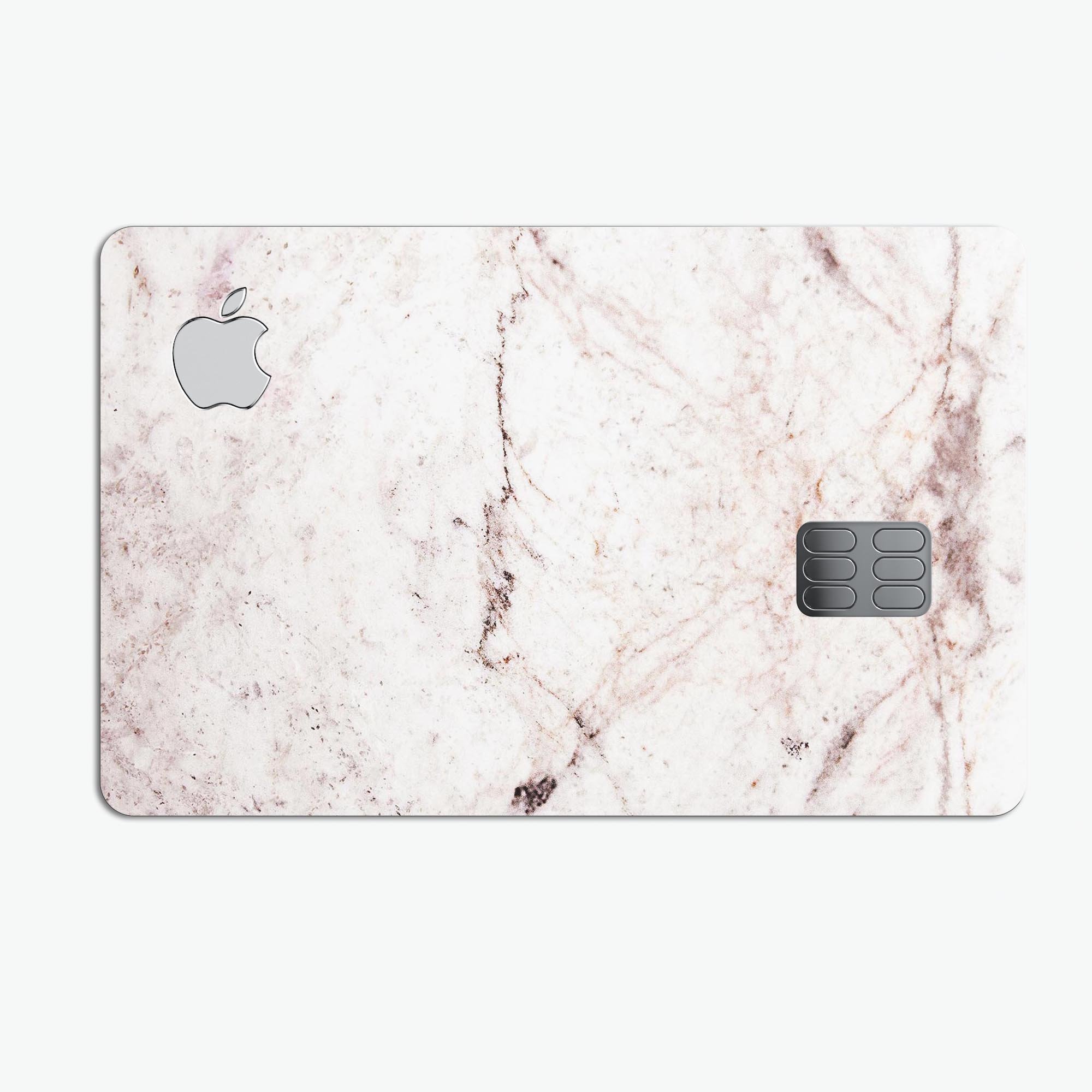 Pale pink marble surface decal skin for Apple Card, showcasing a stylish design that protects against scratches.