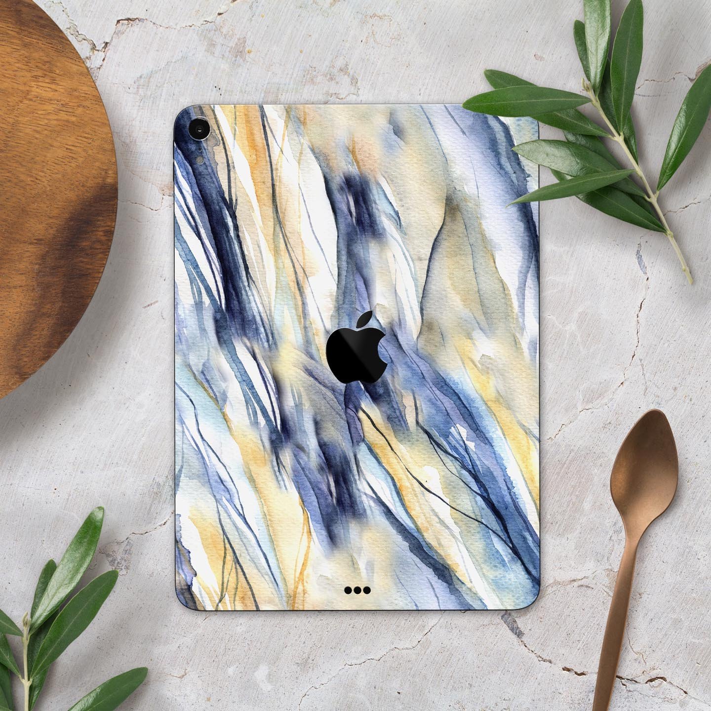 Papered Slate full body skin decal for Apple iPad Pro 12.9", showcasing premium 3M material and sleek design.