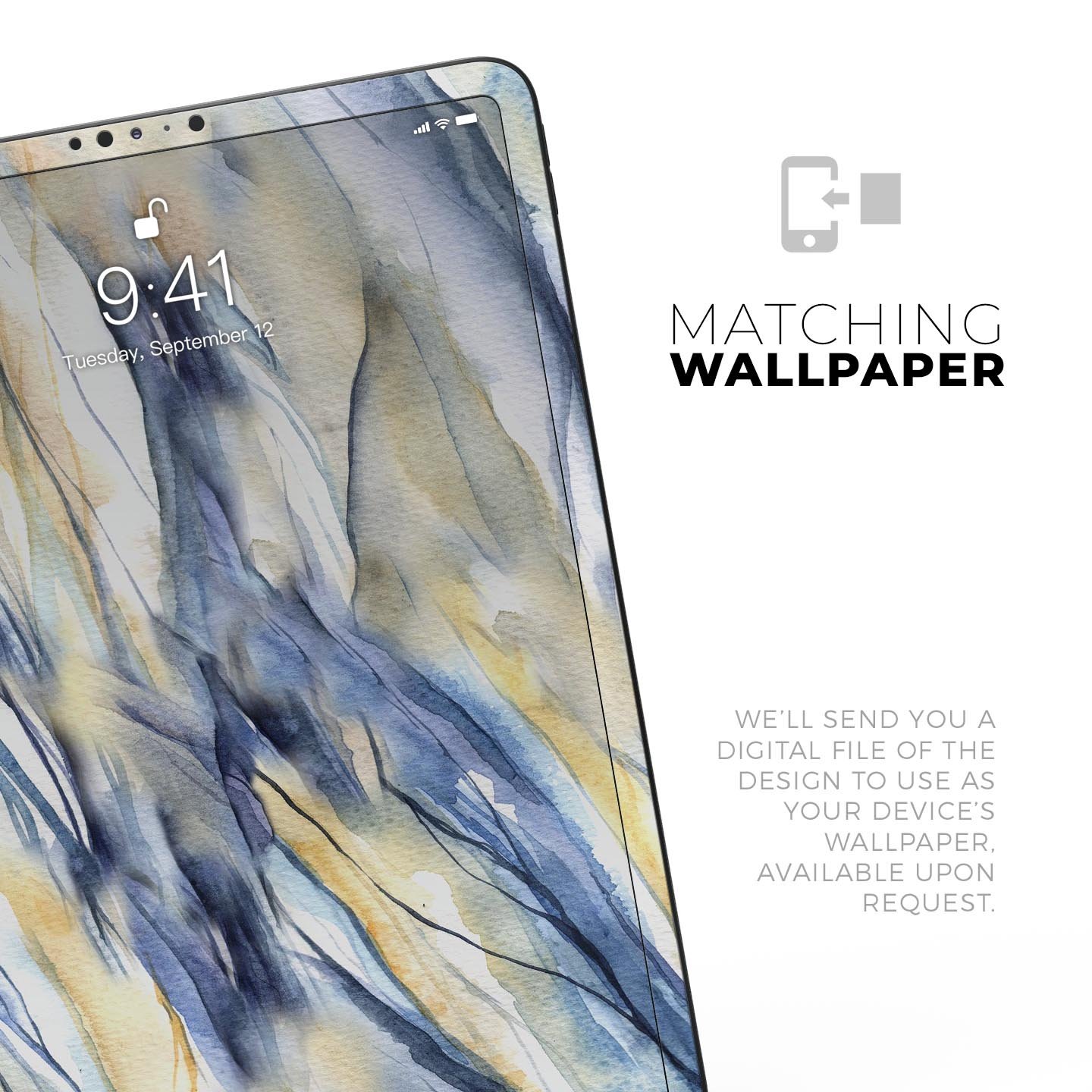 Papered Slate full body skin decal for Apple iPad Pro 12.9", showcasing premium 3M material and sleek design.