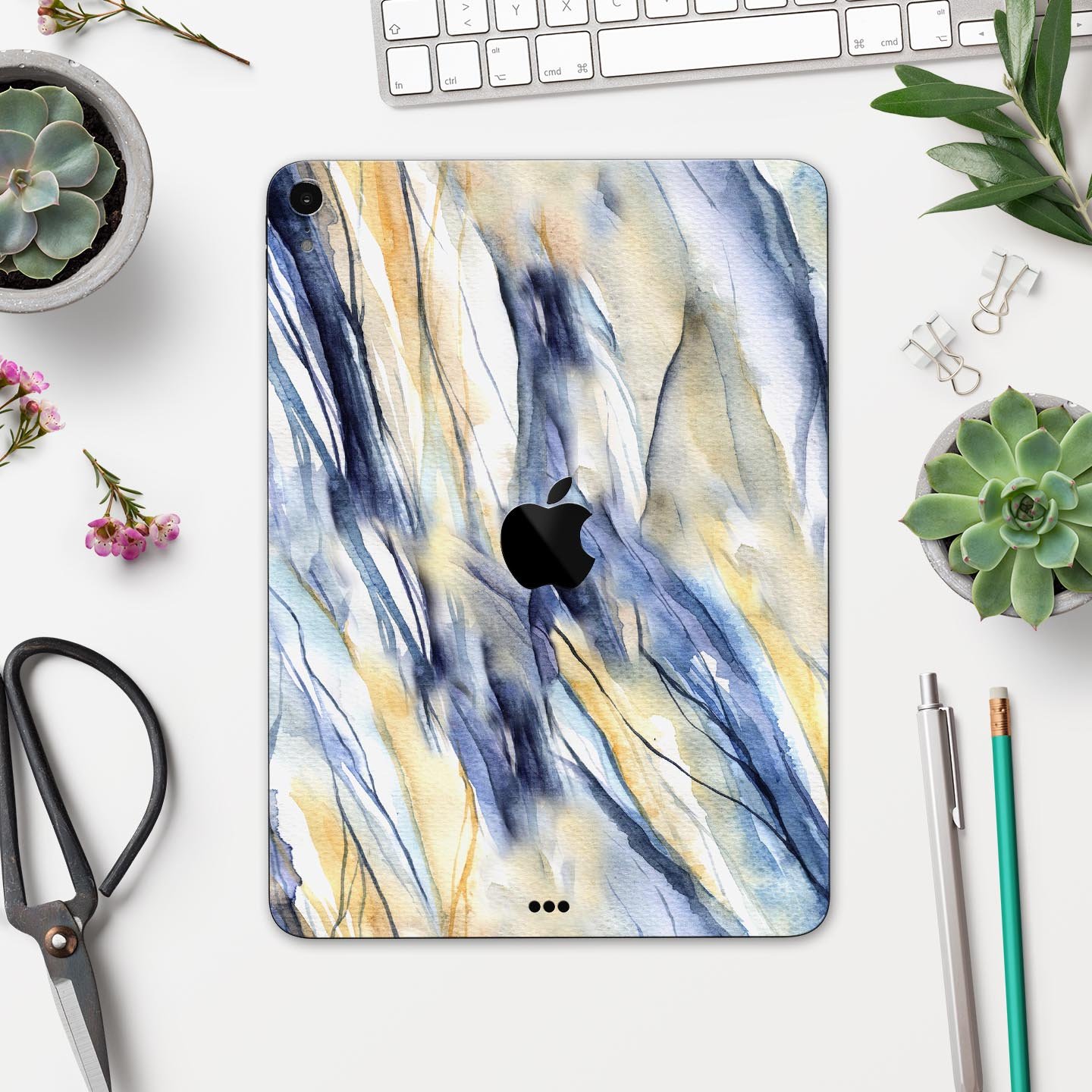 Papered Slate full body skin decal for Apple iPad Pro 12.9", showcasing premium 3M material and sleek design.