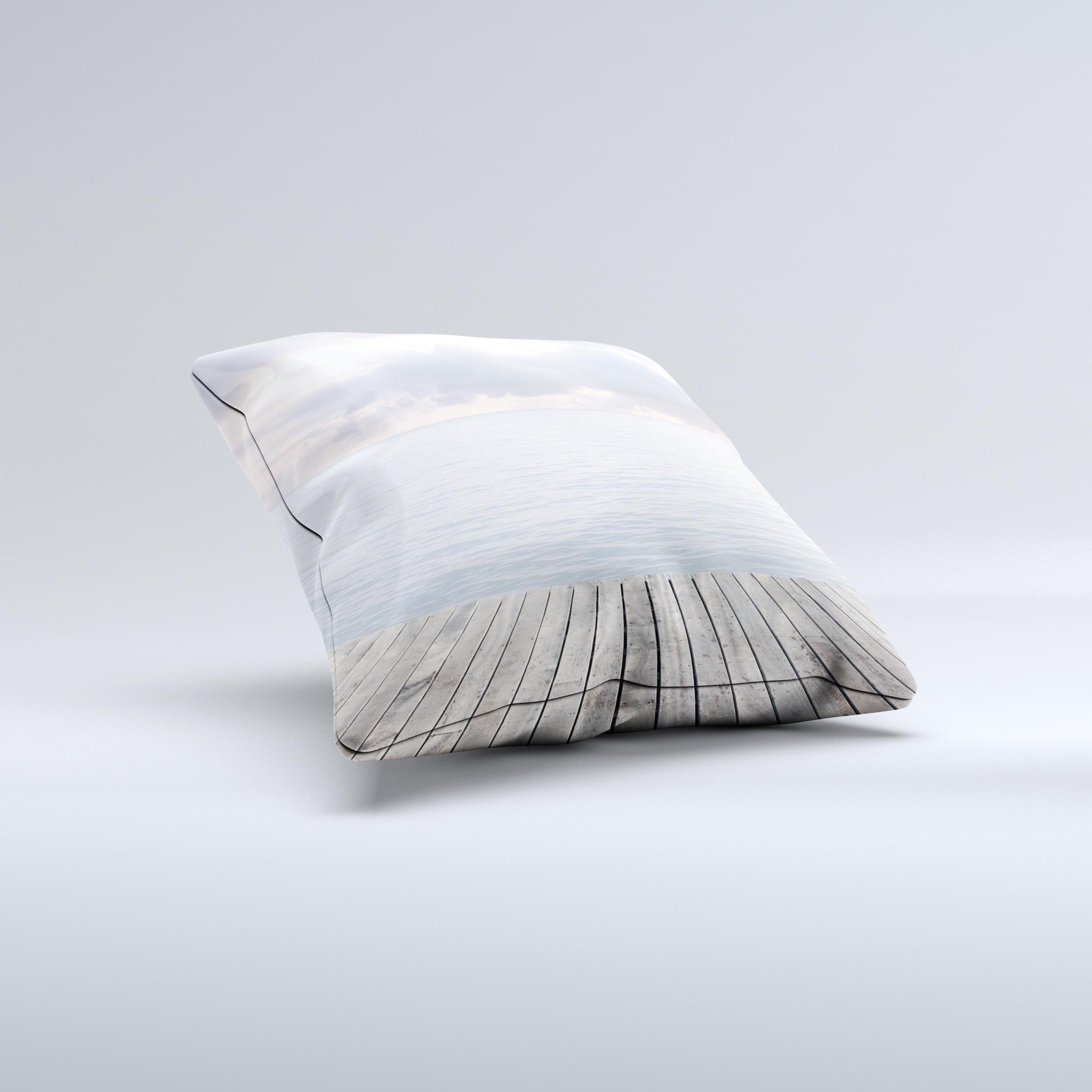 Paradise Dock Ink-Fuzed Decorative Throw Pillow featuring unique handmade design and high-quality fabric.