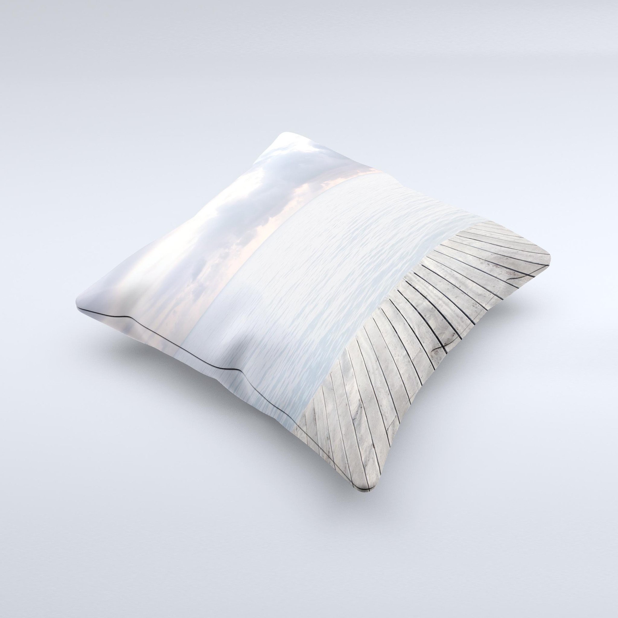 Paradise Dock Ink-Fuzed Decorative Throw Pillow featuring unique handmade design and high-quality fabric.