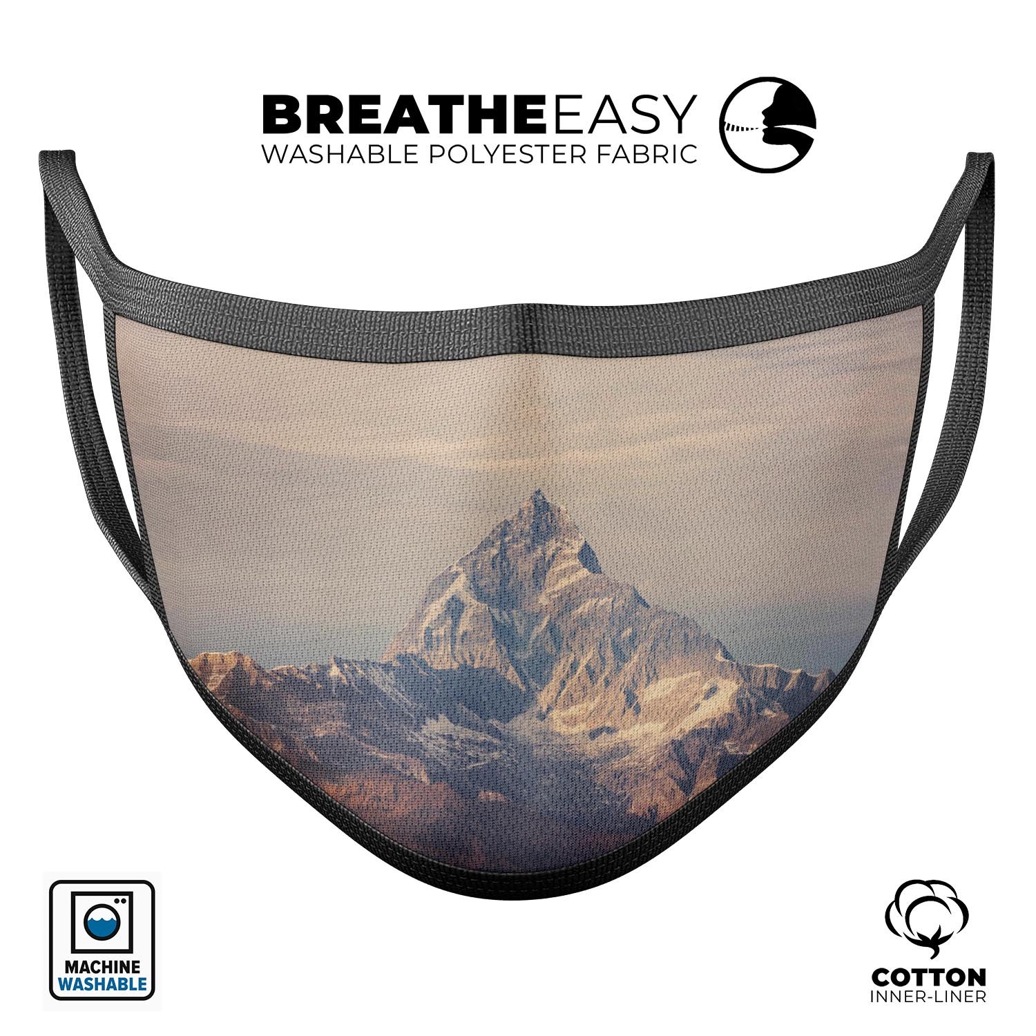 Paramountain Top Mouth Cover, a unisex anti-dust cotton mask made in the USA, featuring adjustable ear loops and vibrant dye-sublimated designs.