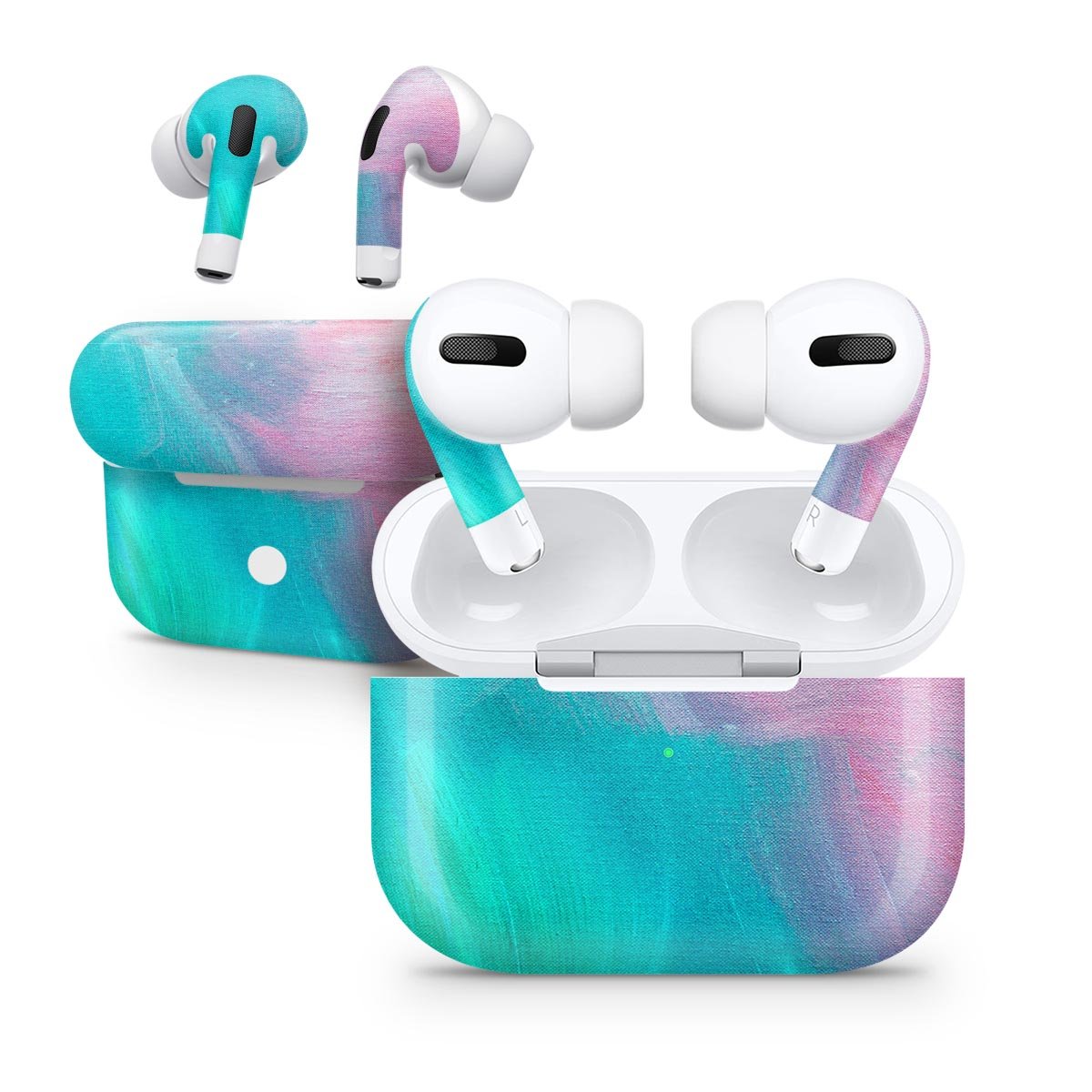 Pastel Marble Surface Skin Decal Wrap Kit for Apple AirPods Pro, showcasing a stylish marble design with a soft-touch finish.