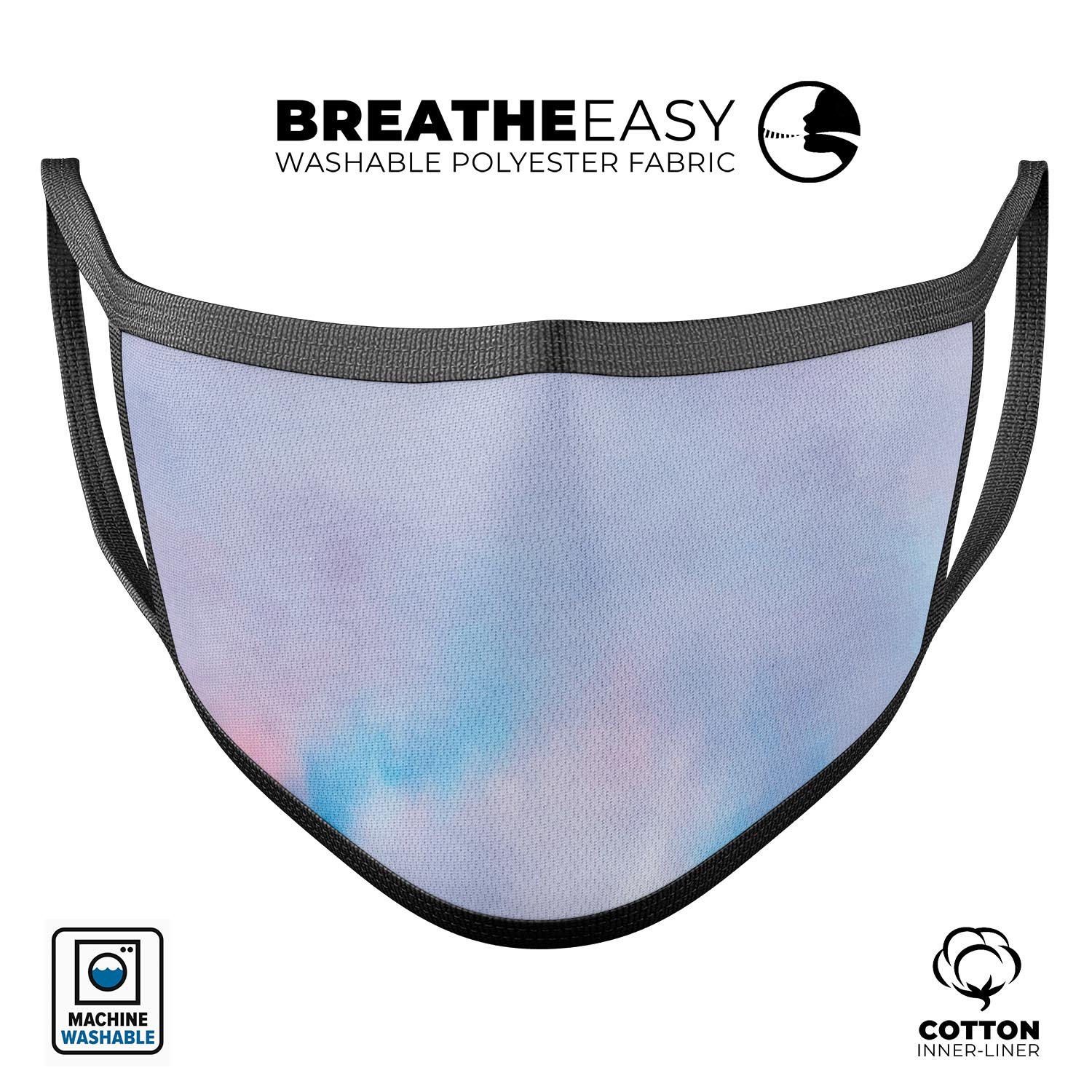 Pastel Minimalistic V2 mouth cover, featuring a stylish design, adjustable ear loops, and made from soft cotton for comfort.