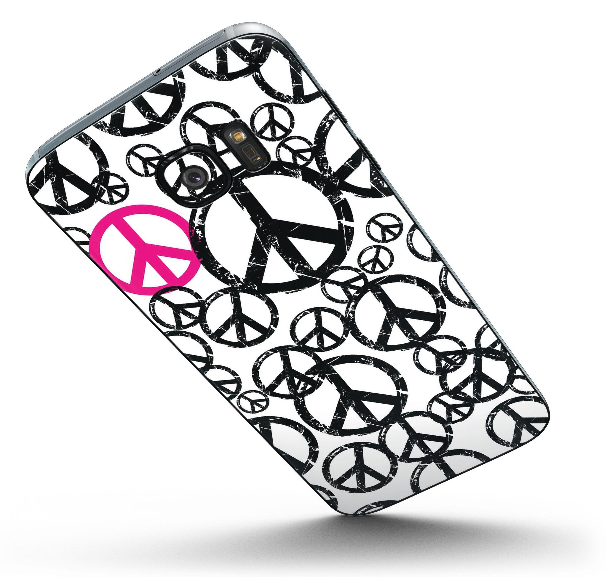 Peace Collage Full Body Skin-Kit for Samsung Galaxy S7, showcasing vibrant design and premium vinyl material.
