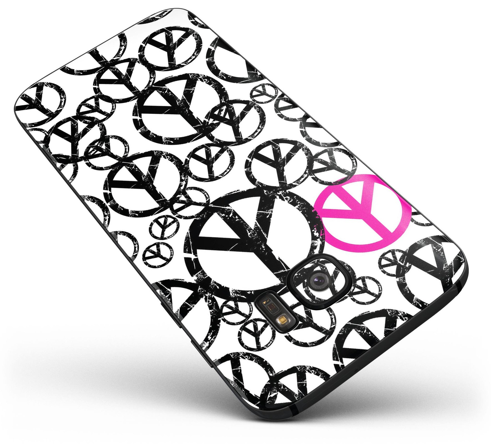 Peace Collage Full Body Skin-Kit for Samsung Galaxy S7, showcasing vibrant design and premium vinyl material.