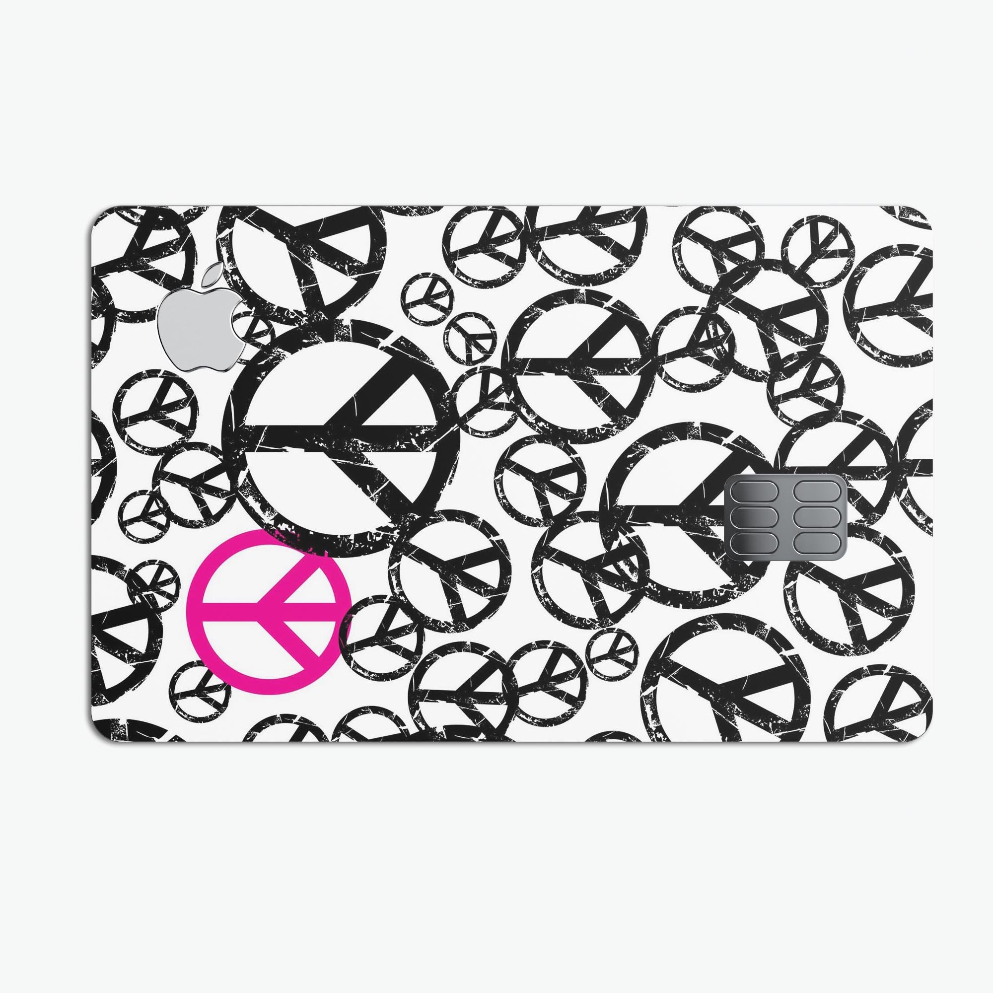 Peace Collage Premium Protective Decal Skin-Kit for Apple Card, showcasing its vibrant design and durable vinyl material.