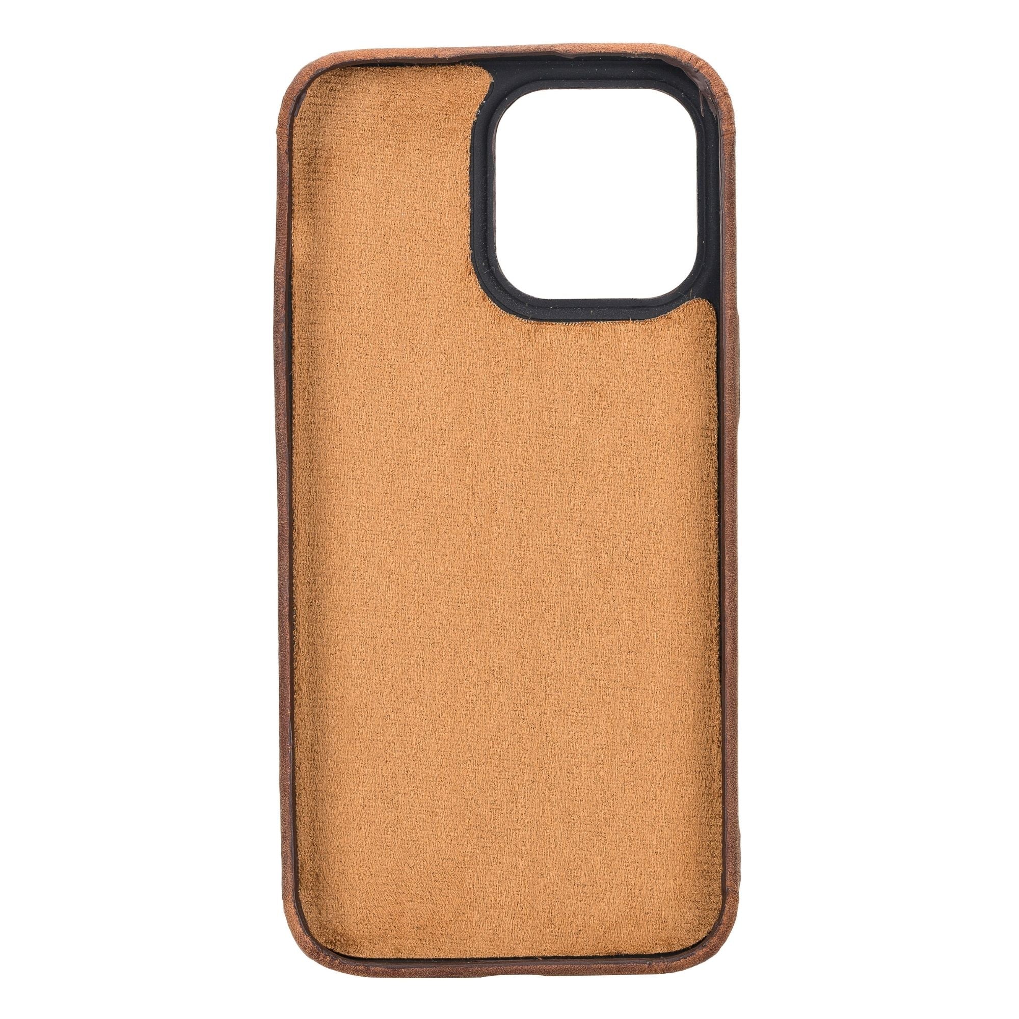 Pinedale Leather Snap-on Case for iPhone 11, showcasing genuine leather exterior and soft suede interior.