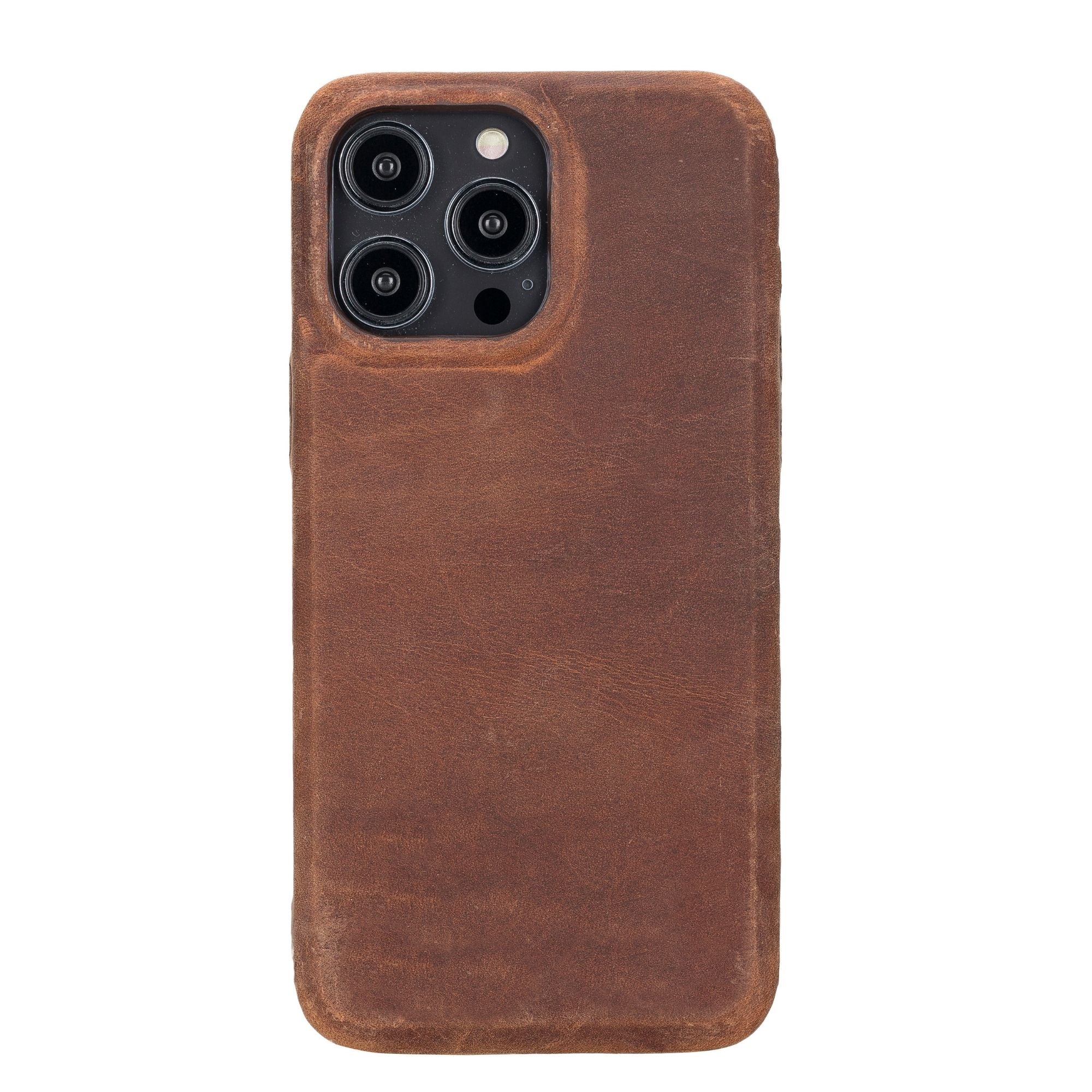 Pinedale Leather Snap-on Case for iPhone 11, showcasing genuine leather exterior and soft suede interior.