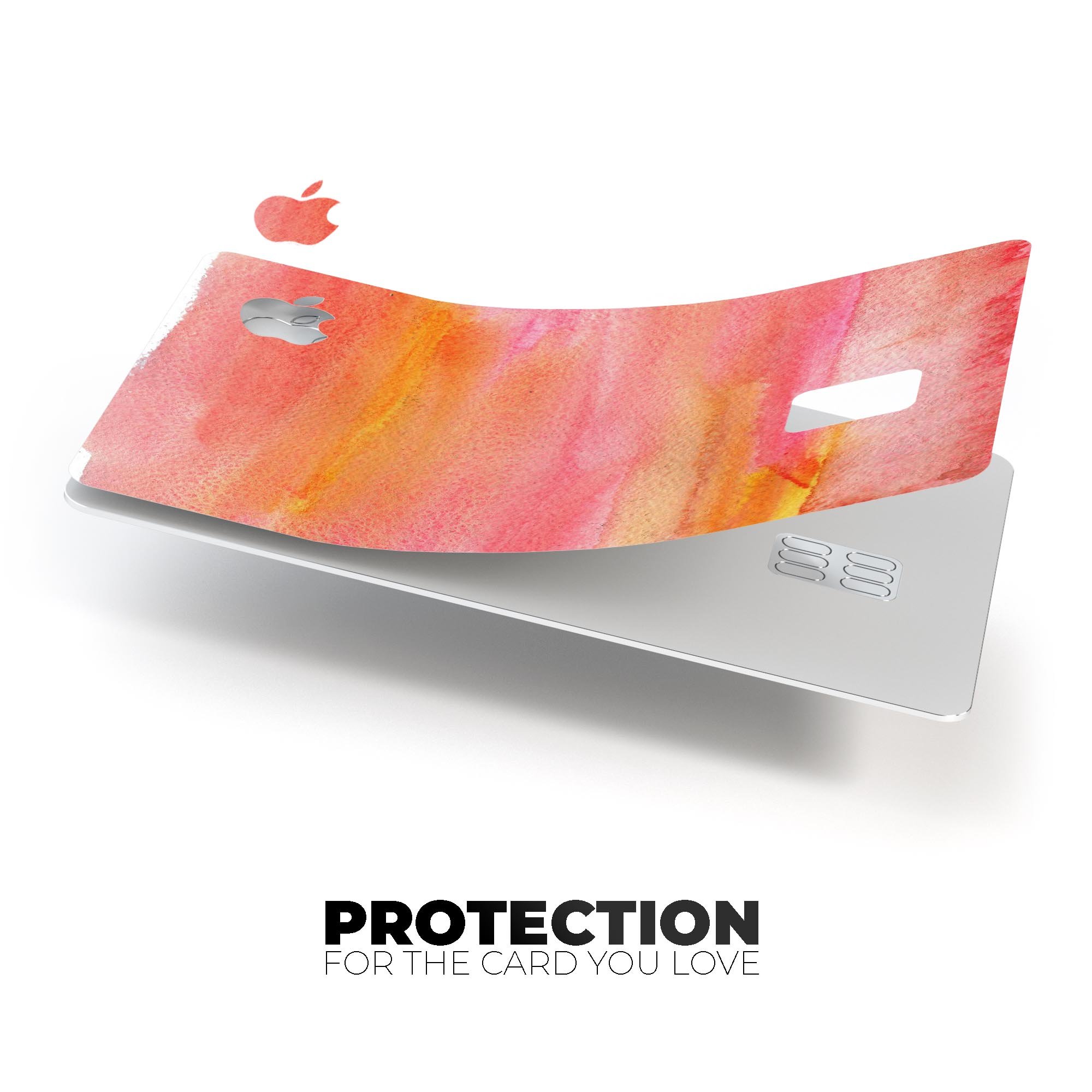 Pink 1973 Absorbed Watercolor Texture decal on an Apple Card, showcasing vibrant colors and a protective design.
