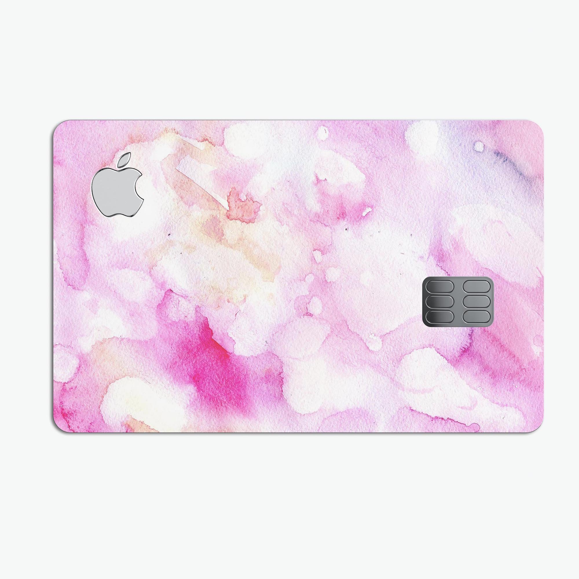 Pink 32 Absorbed Watercolor Texture decal for Apple Card, showcasing vibrant colors and premium vinyl material.