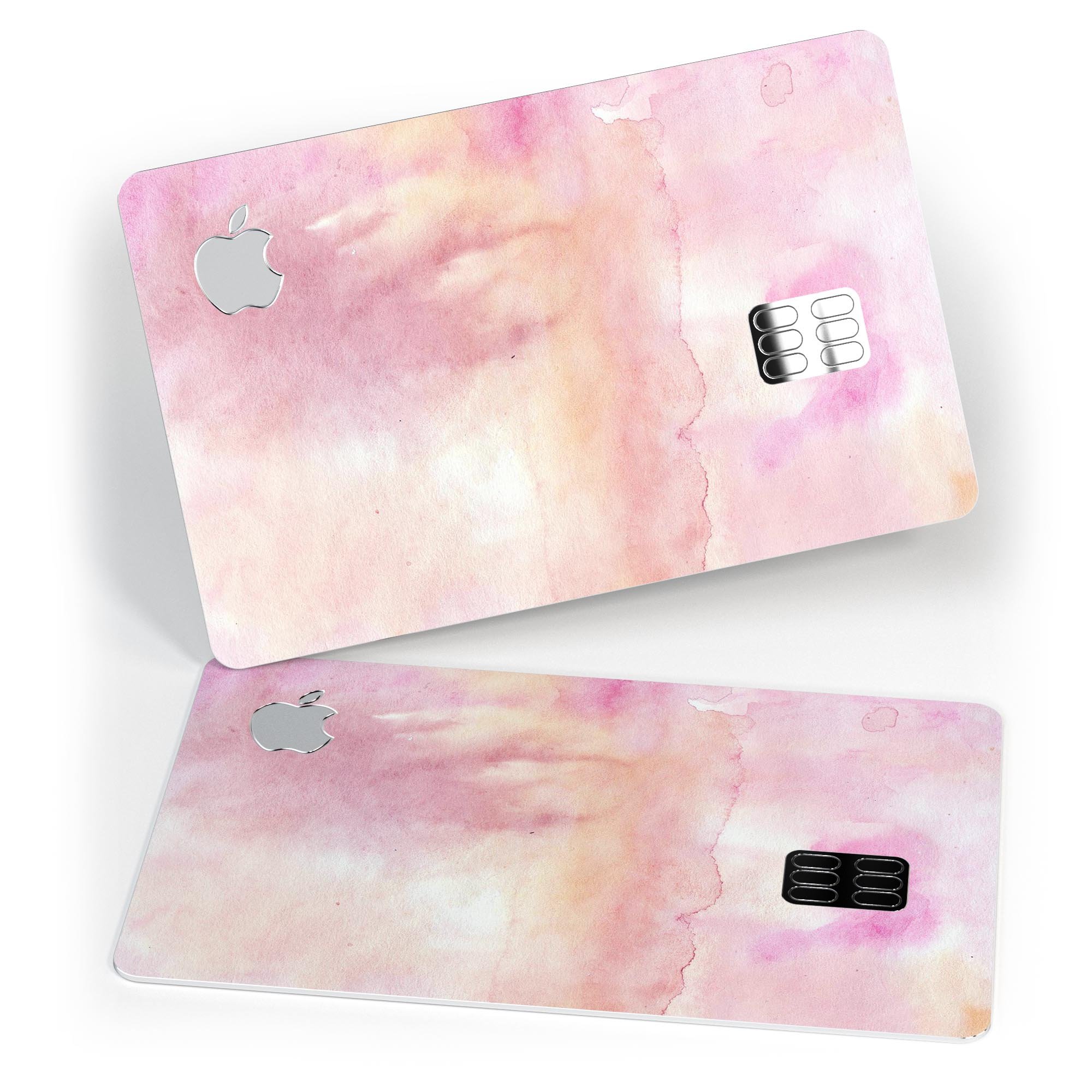 Pink 42 Absorbed Watercolor Texture decal on an Apple Card, showcasing vibrant colors and a protective design.