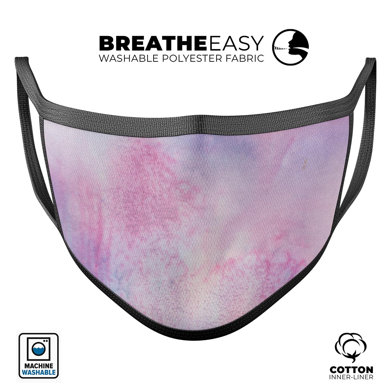Pink 917 Absorbed Watercolor Texture mouth cover, showcasing vibrant colors and a comfortable design, made in the USA.
