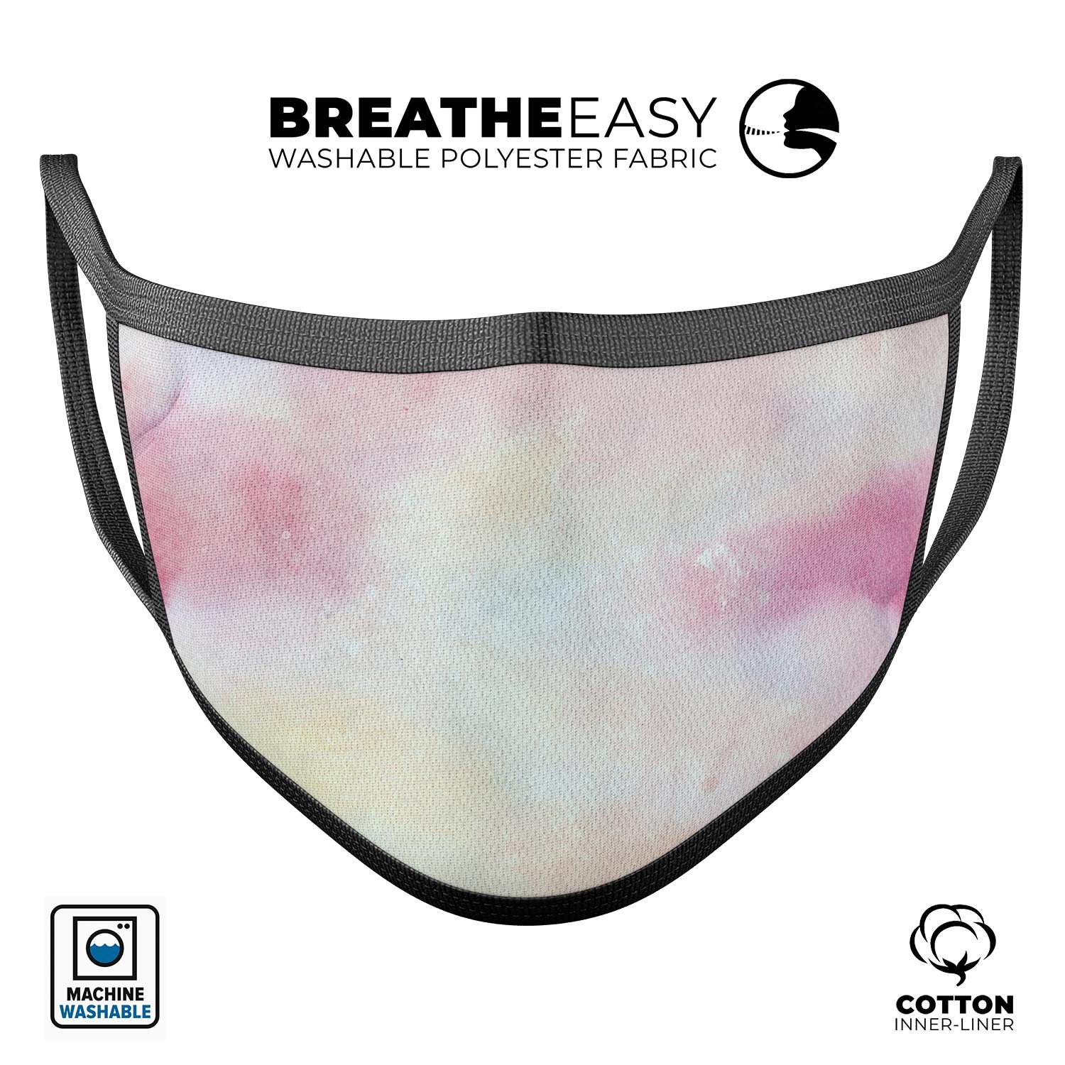 Pink 922 Absorbed Watercolor Texture unisex mouth cover, showcasing vibrant colors and a comfortable design, made in the USA.