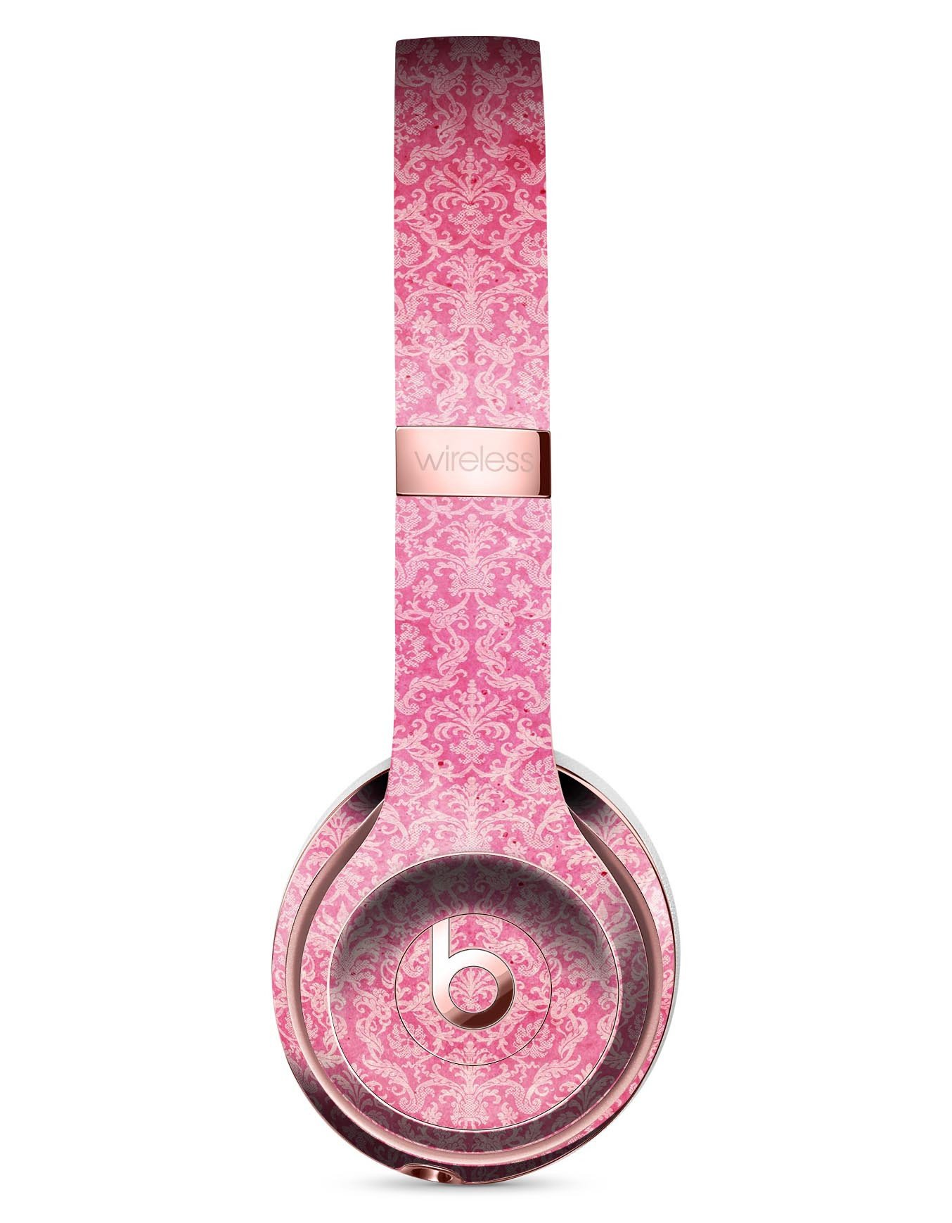 Pink all over pattern luxury skin kit for Beats by Dre Solo 3 Wireless Headphones, showcasing vibrant design and premium vinyl material.