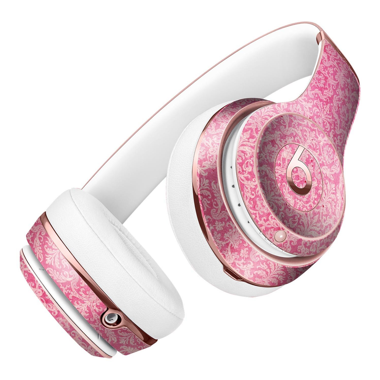 Pink all over pattern luxury skin kit for Beats by Dre Solo 3 Wireless Headphones, showcasing vibrant design and premium vinyl material.
