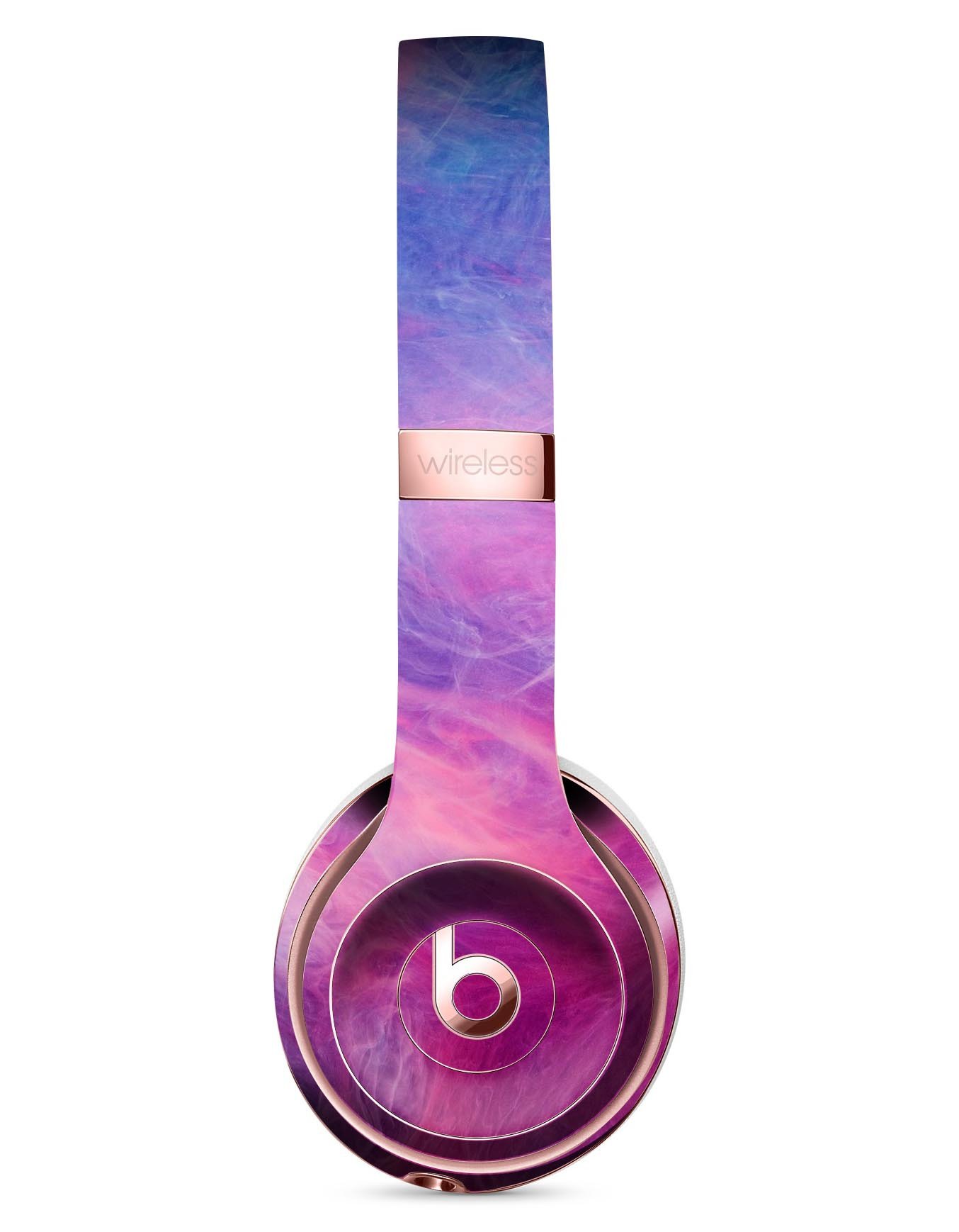 Pink and Blue Fume Clouds Full-Body Skin Kit for Beats by Dre Solo 3 Wireless Headphones, showcasing vibrant colors and sleek design.