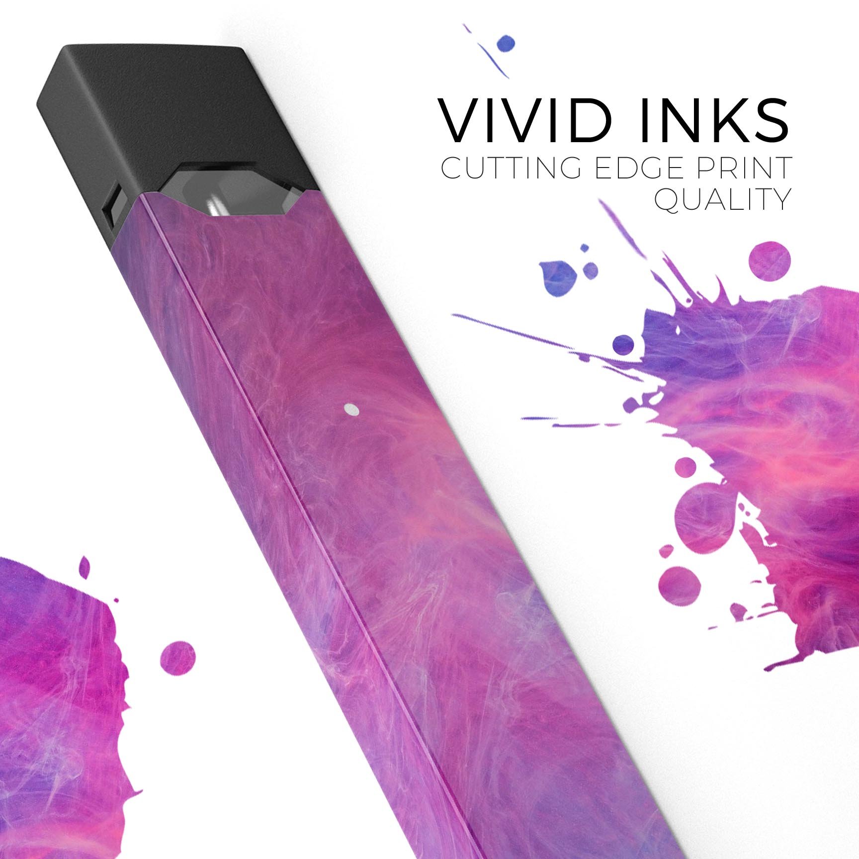 Pink and Blue Fume Clouds skin-wrap sticker designed for JUUL vaping device, showcasing vibrant colors and a stylish design.