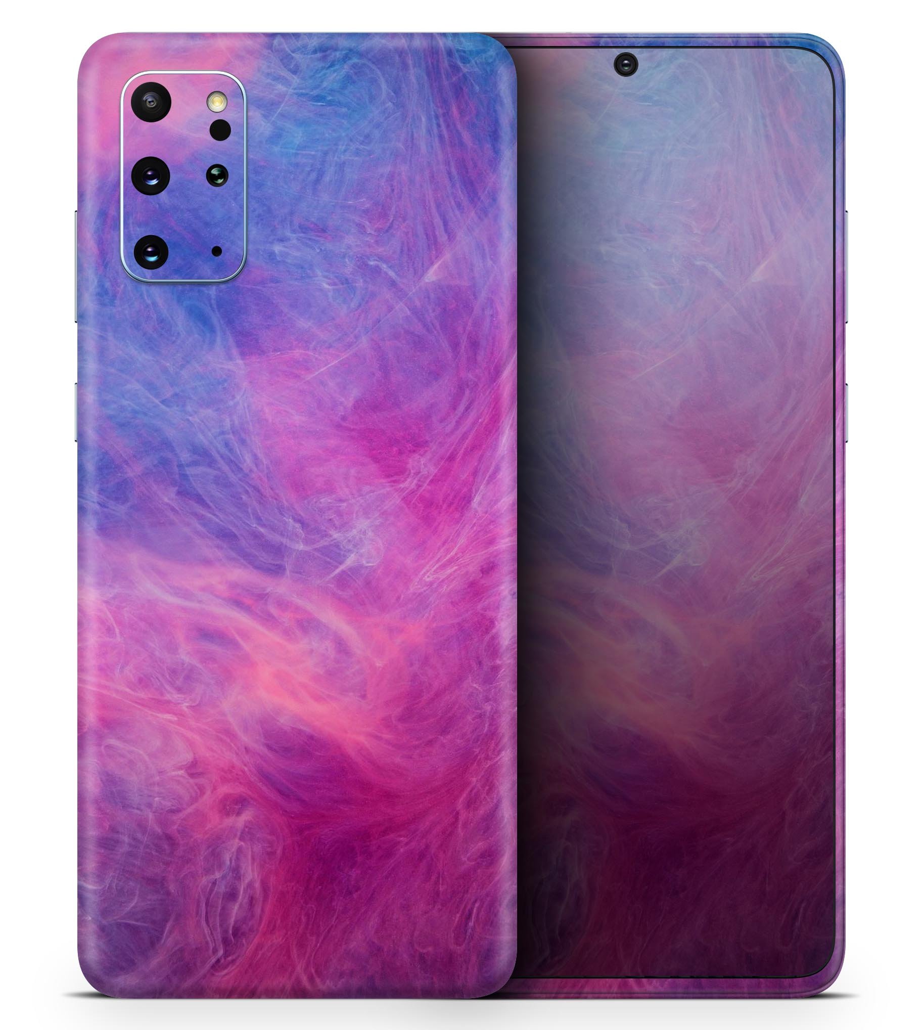 Pink and Blue Fume Clouds Skin-Kit for Samsung Galaxy S-Series, showcasing vibrant colors and sleek design.