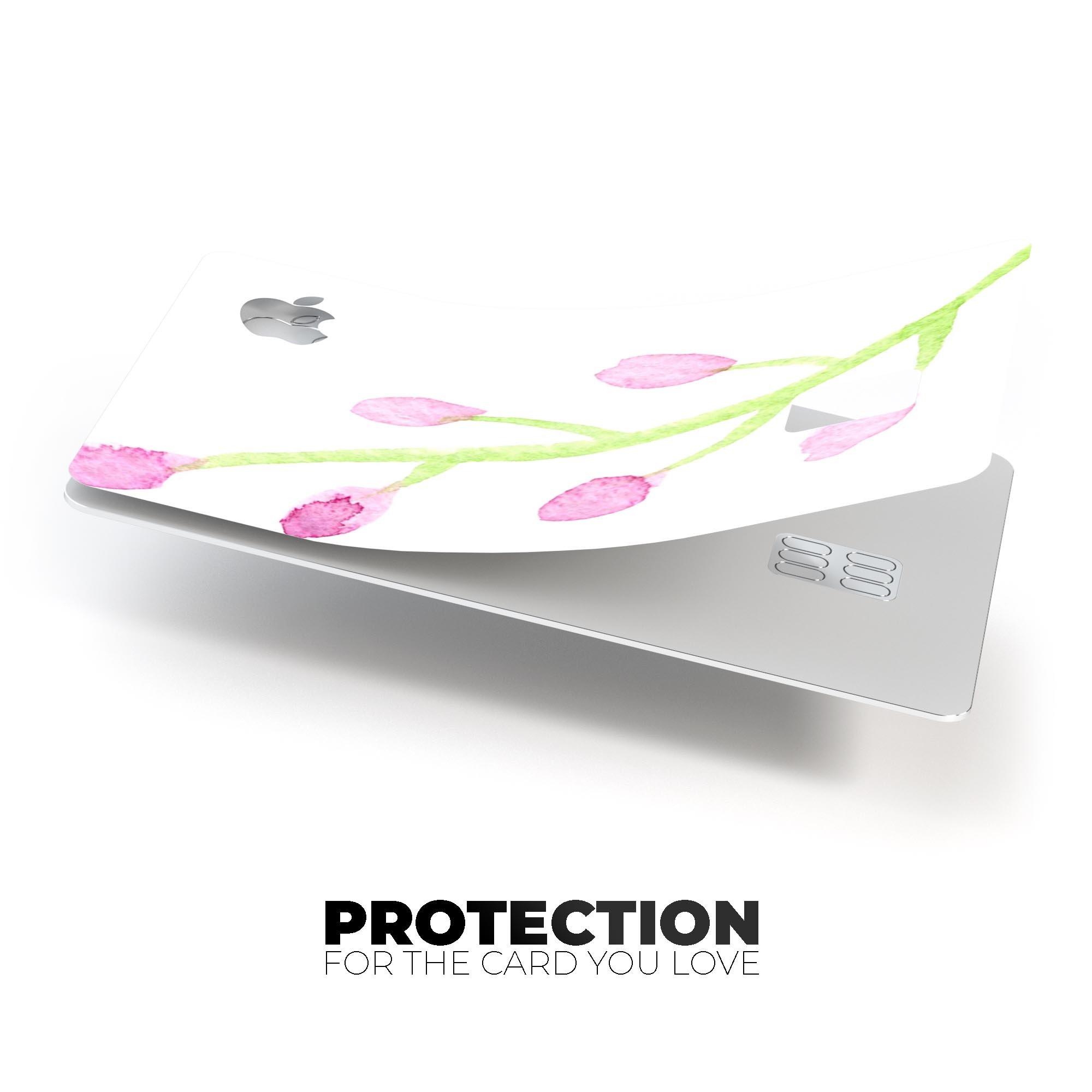 Pink and Green Olive Branch decal skin-kit for Apple Card, showcasing its vibrant design and premium quality.