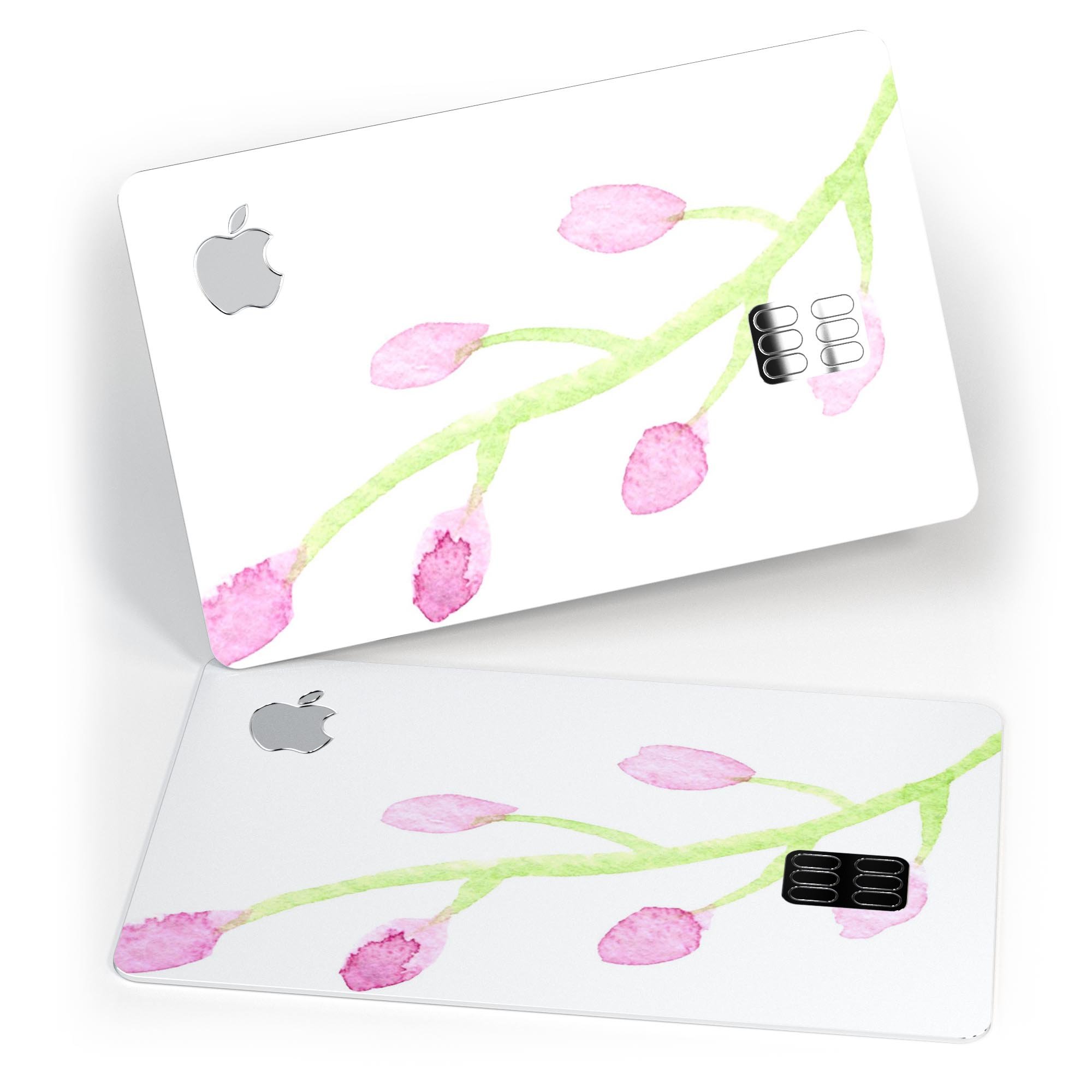 Pink and Green Olive Branch decal skin-kit for Apple Card, showcasing its vibrant design and premium quality.
