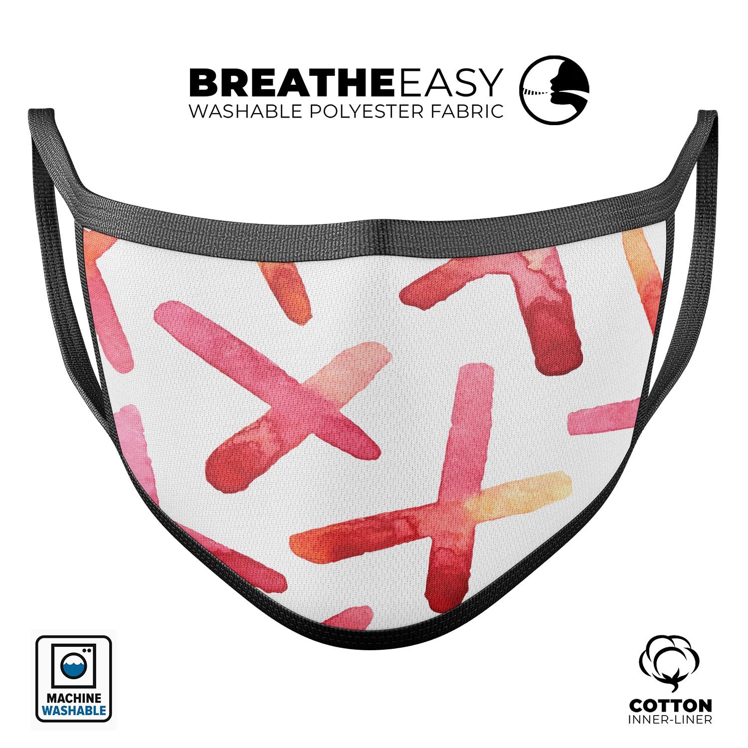 Pink and Orange Microscopic Lens face mask, showcasing vibrant colors and adjustable ear loops for a perfect fit.
