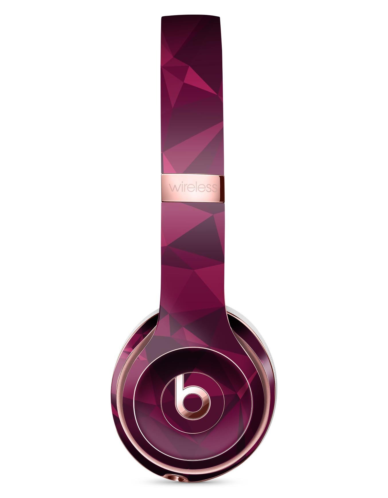 Pink and Red Geometric Triangles Full-Body Skin Kit for Beats by Dre Solo 3 Wireless Headphones, showcasing vibrant colors and geometric patterns.