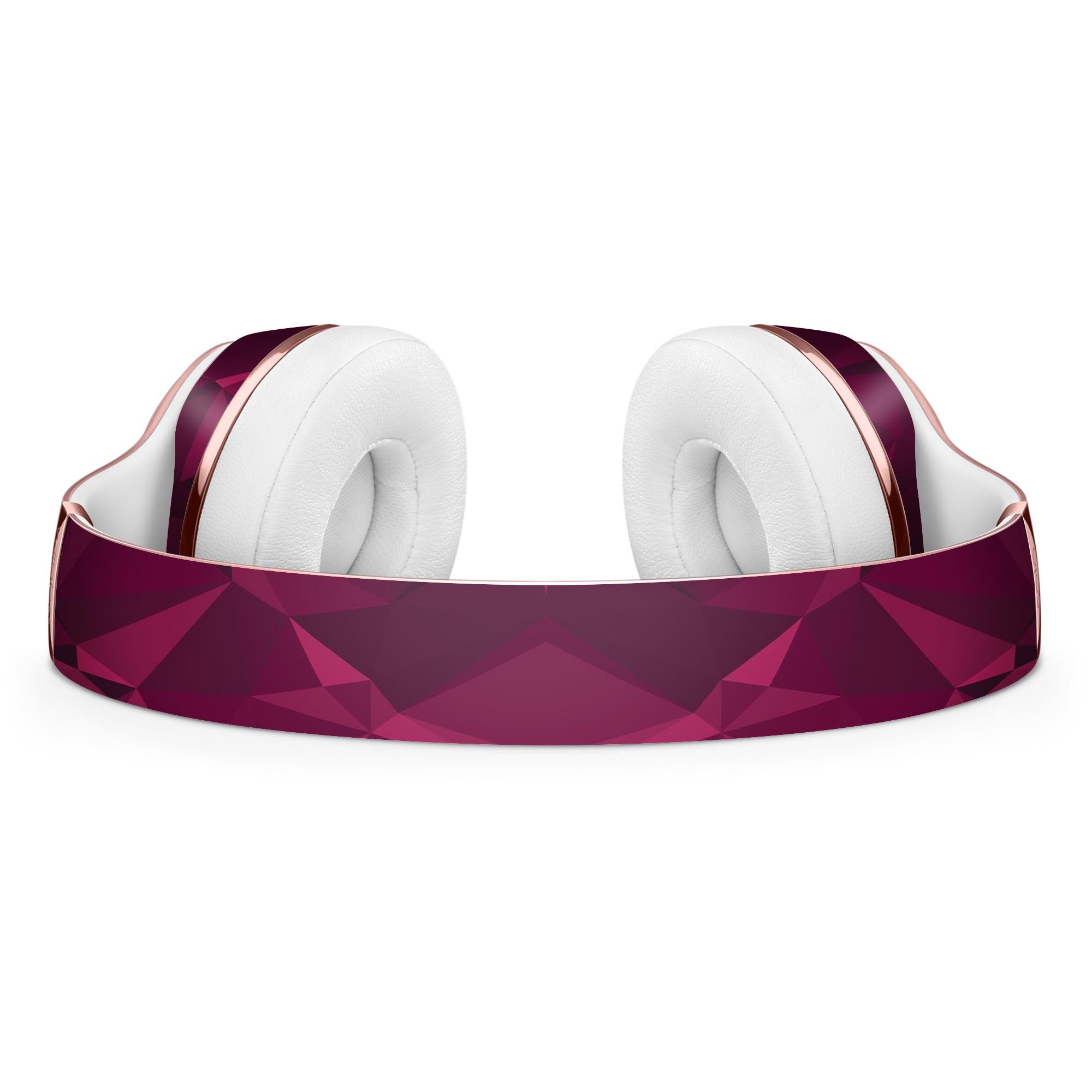 Pink and Red Geometric Triangles Full-Body Skin Kit for Beats by Dre Solo 3 Wireless Headphones, showcasing vibrant colors and geometric patterns.