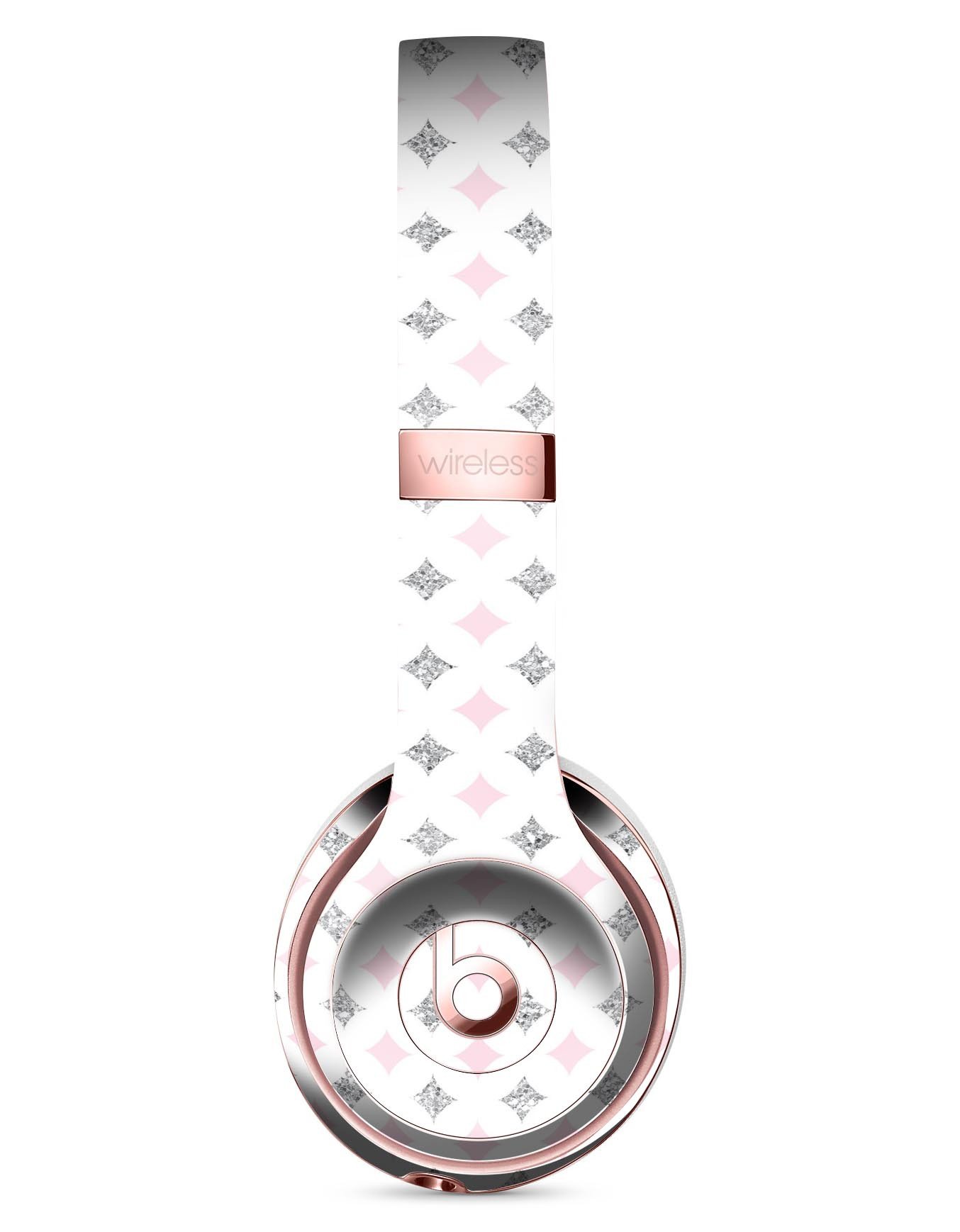 Pink and Silver Glitter Diamonds Full-Body Skin Kit for Beats by Dre Solo 3 Wireless Headphones, showcasing a stylish design with protective features.