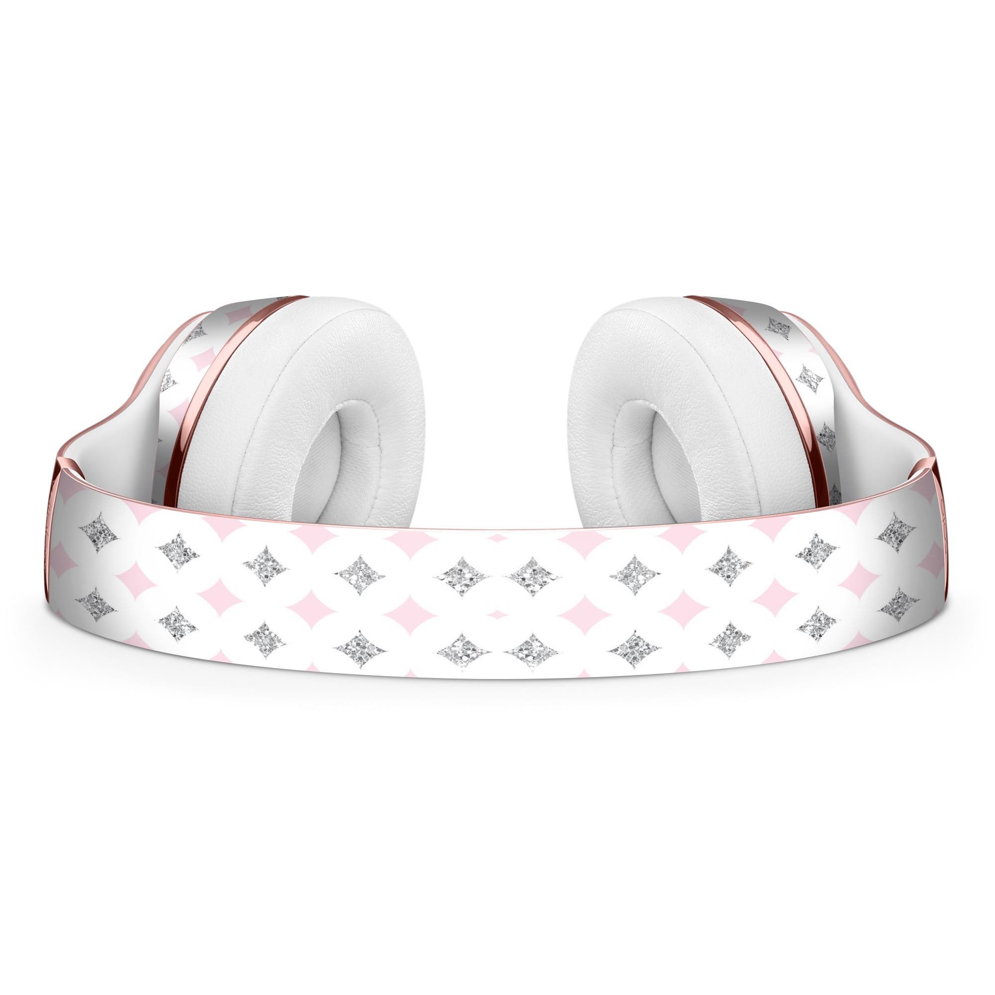 Pink and Silver Glitter Diamonds Full-Body Skin Kit for Beats by Dre Solo 3 Wireless Headphones, showcasing a stylish design with protective features.