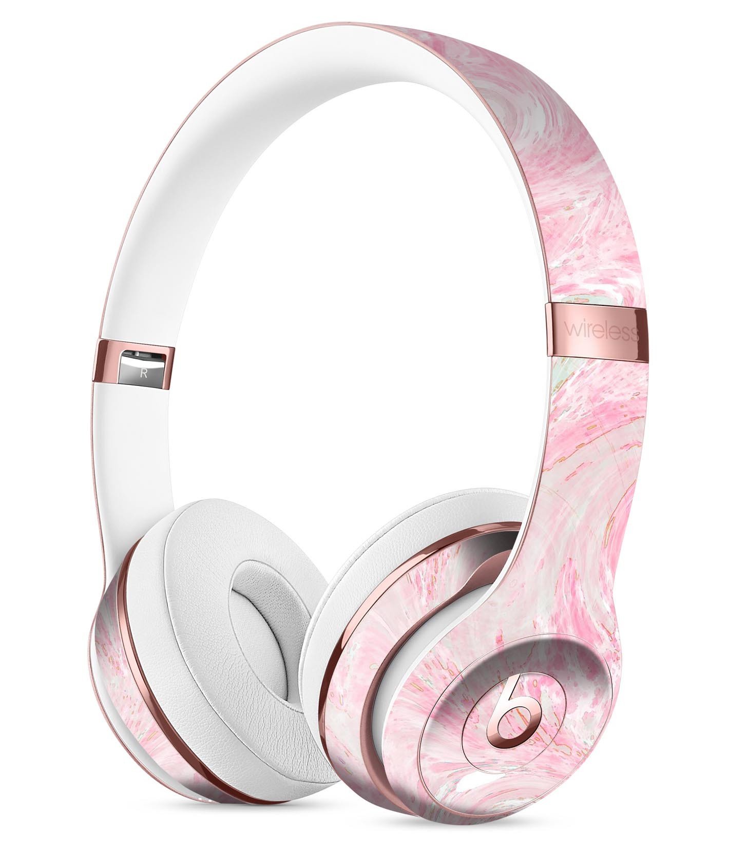Pink and Teal Slate Marble Skin Kit for Beats by Dre Solo 3 Wireless Headphones, showcasing vibrant colors and sleek design.